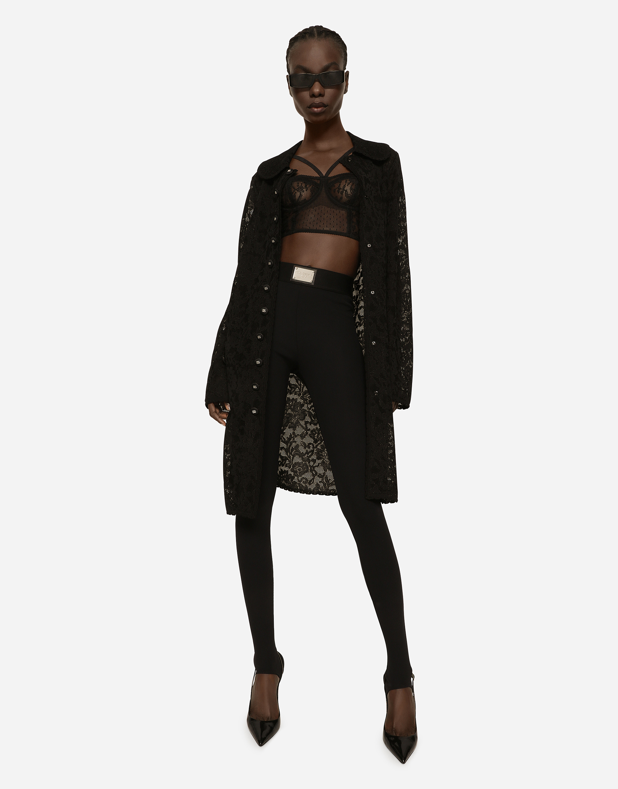 Dolce & Gabbana Lace-stitch Dg Jacket In Black