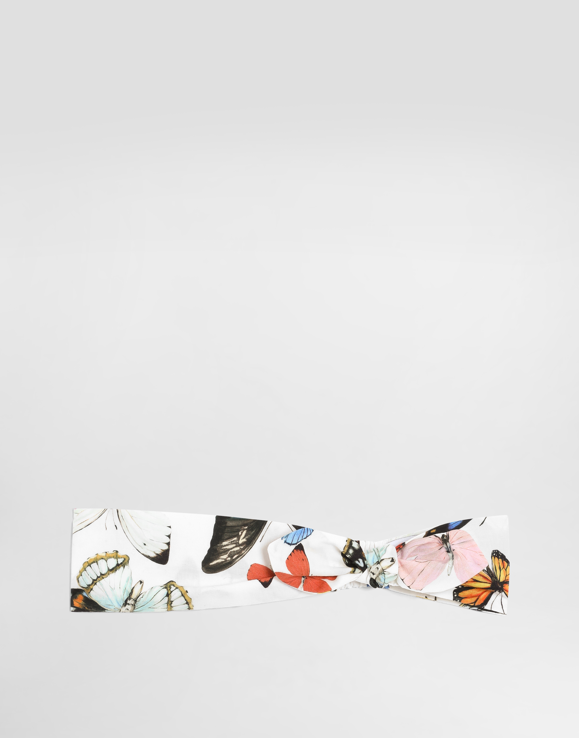 Dolce & Gabbana Poplin Headband With Butterfly Print In Print
