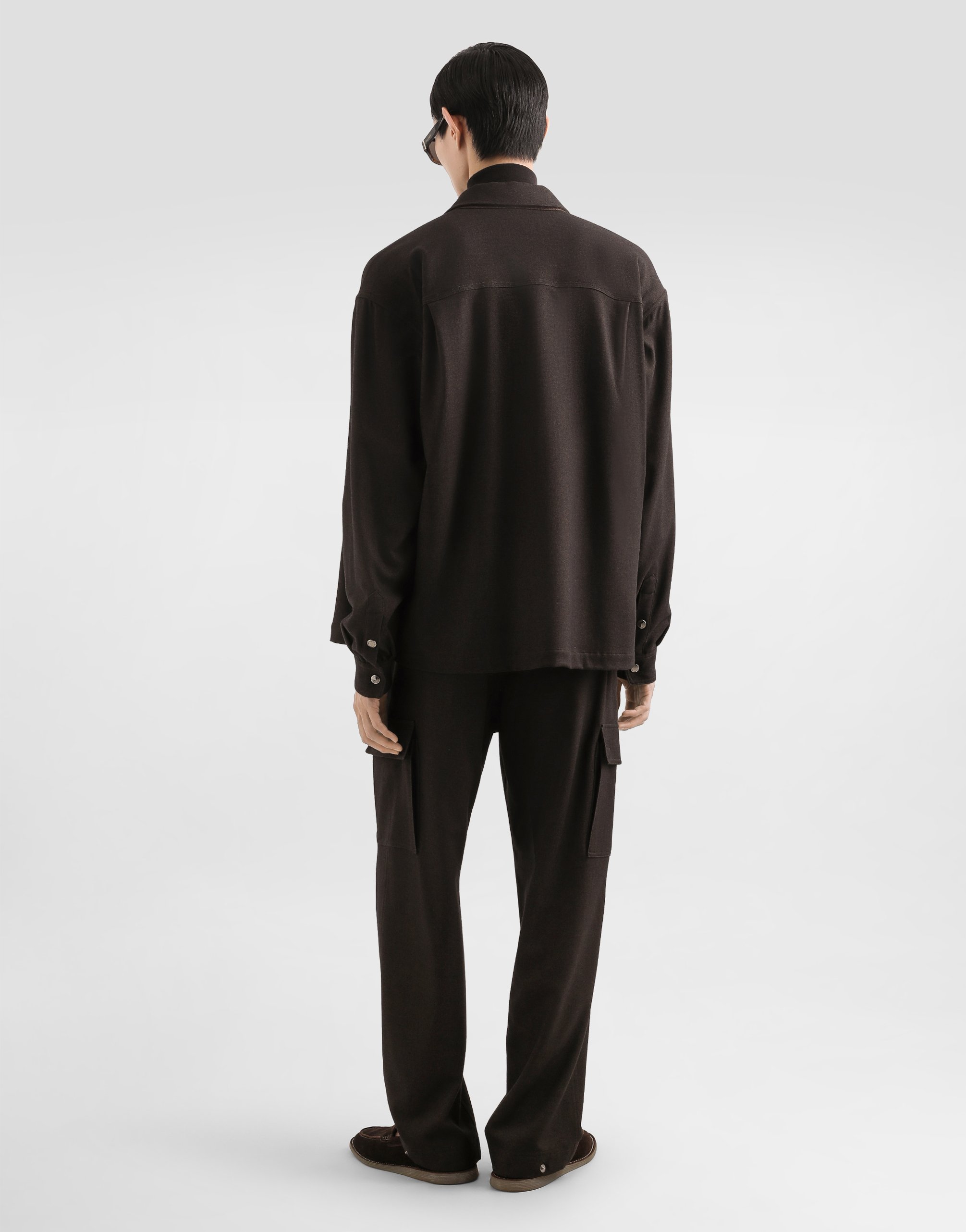 Melange wool mat trousers