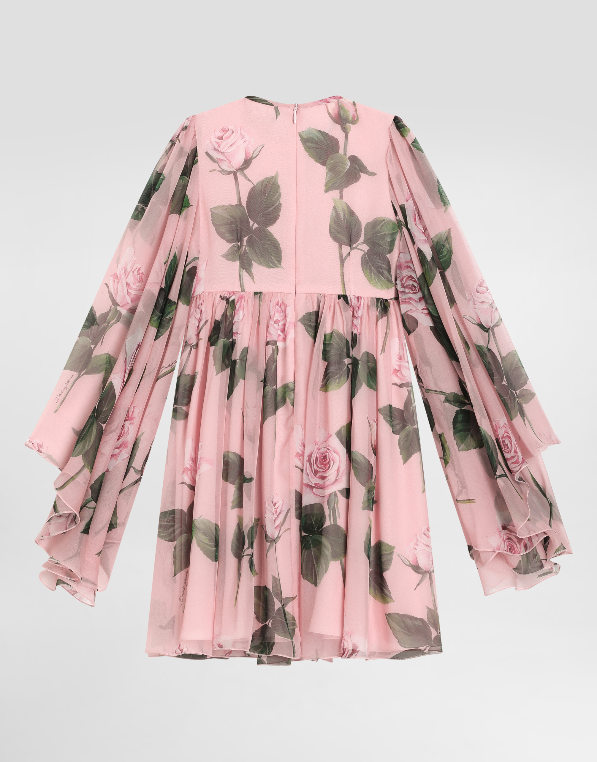 Dolce & Gabbana Chiffon Dress With Rose Print In Print