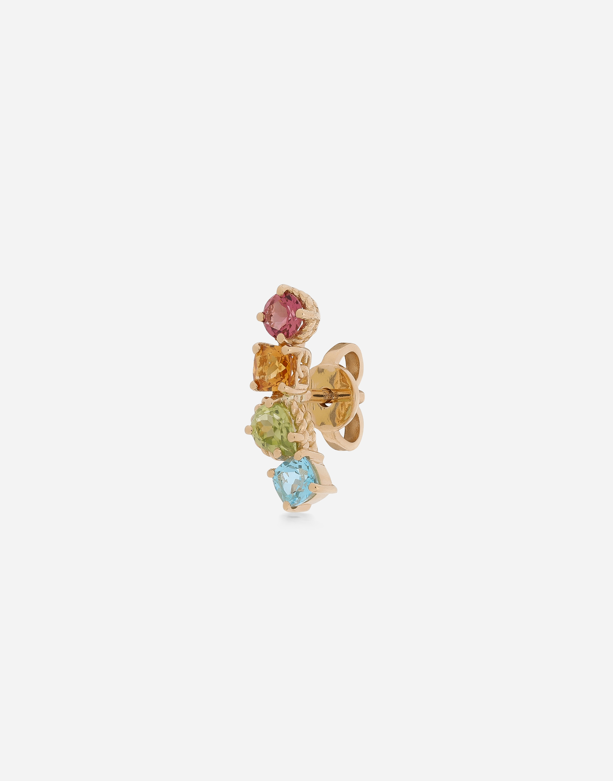 Dolce & Gabbana Single Earring In Yellow Gold 18kt With Multicolor Sapphires In Gold