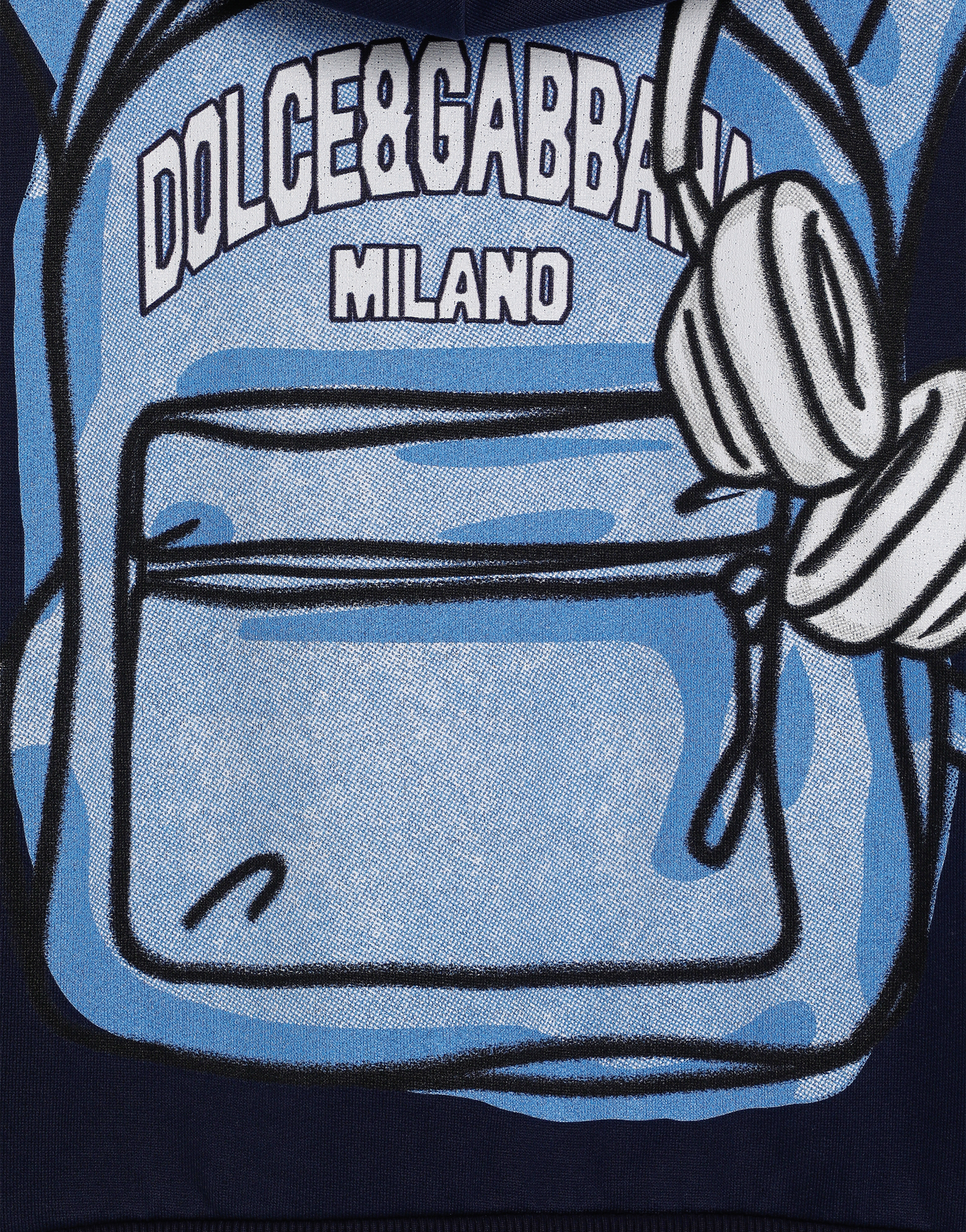 Hooded sweatshirt with DG backpack print