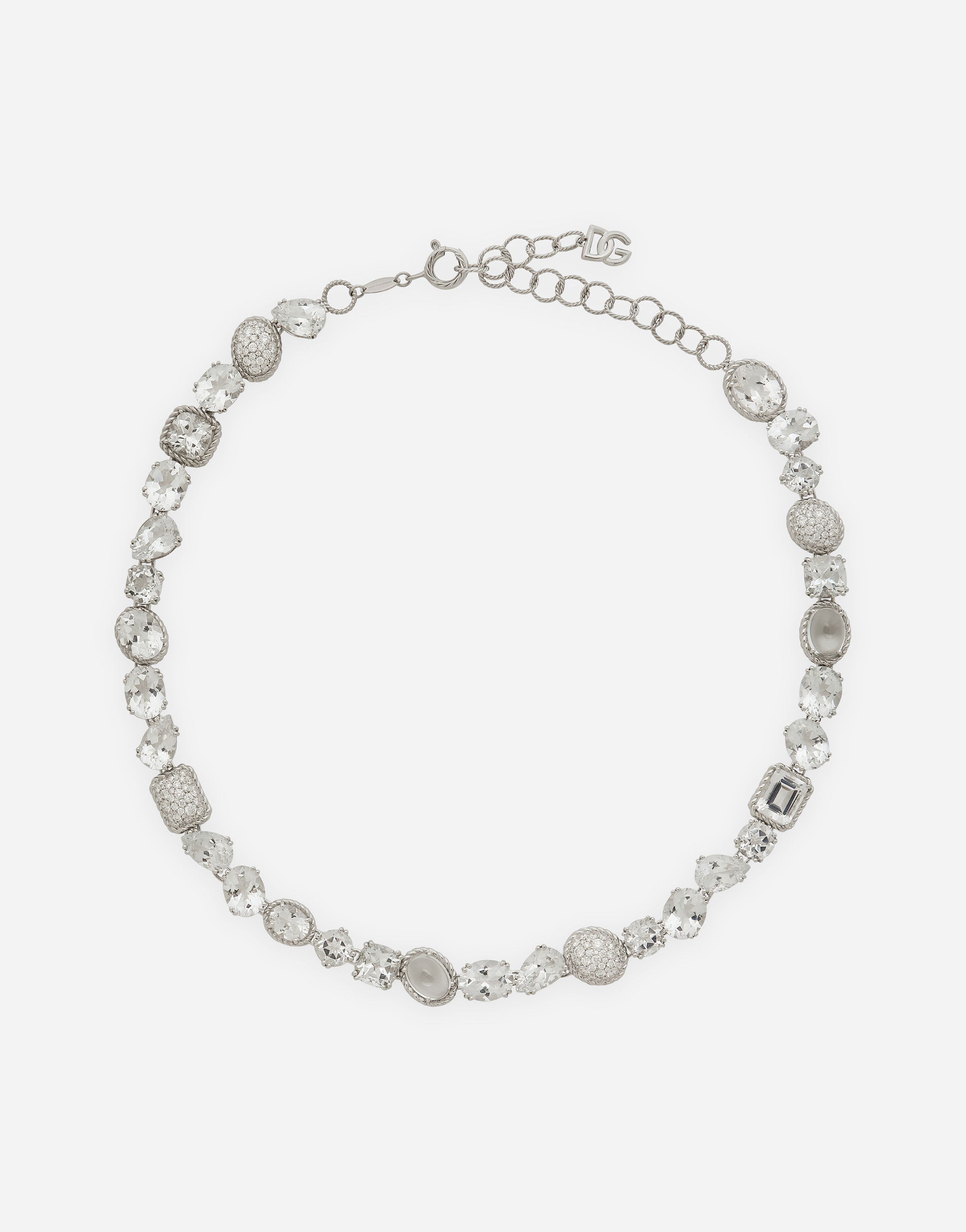 Dolce & Gabbana Anna Necklace In White Gold 18kt And Colorless Topazes