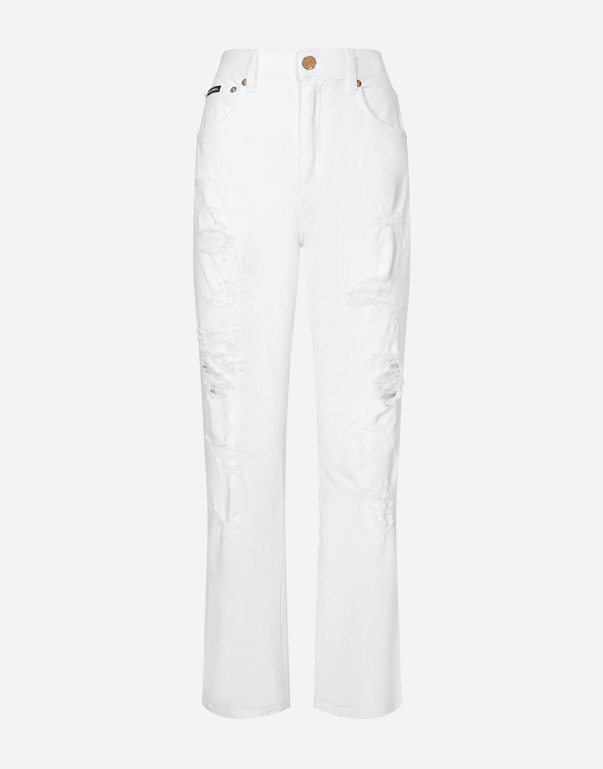 Dolce & Gabbana Cut-out Boyfriend Denim Jeans In Multicolor