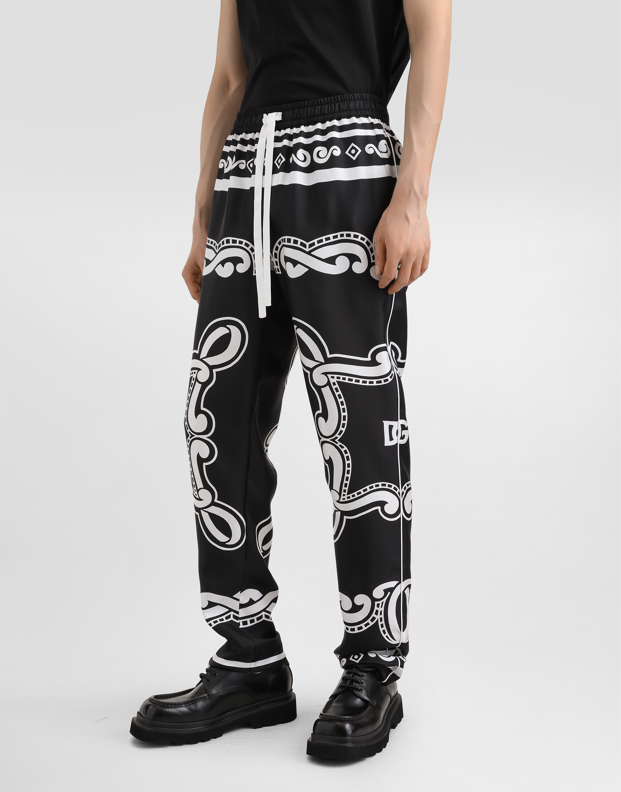 Dolce & Gabbana Trousers Silk Graphic Print In Print