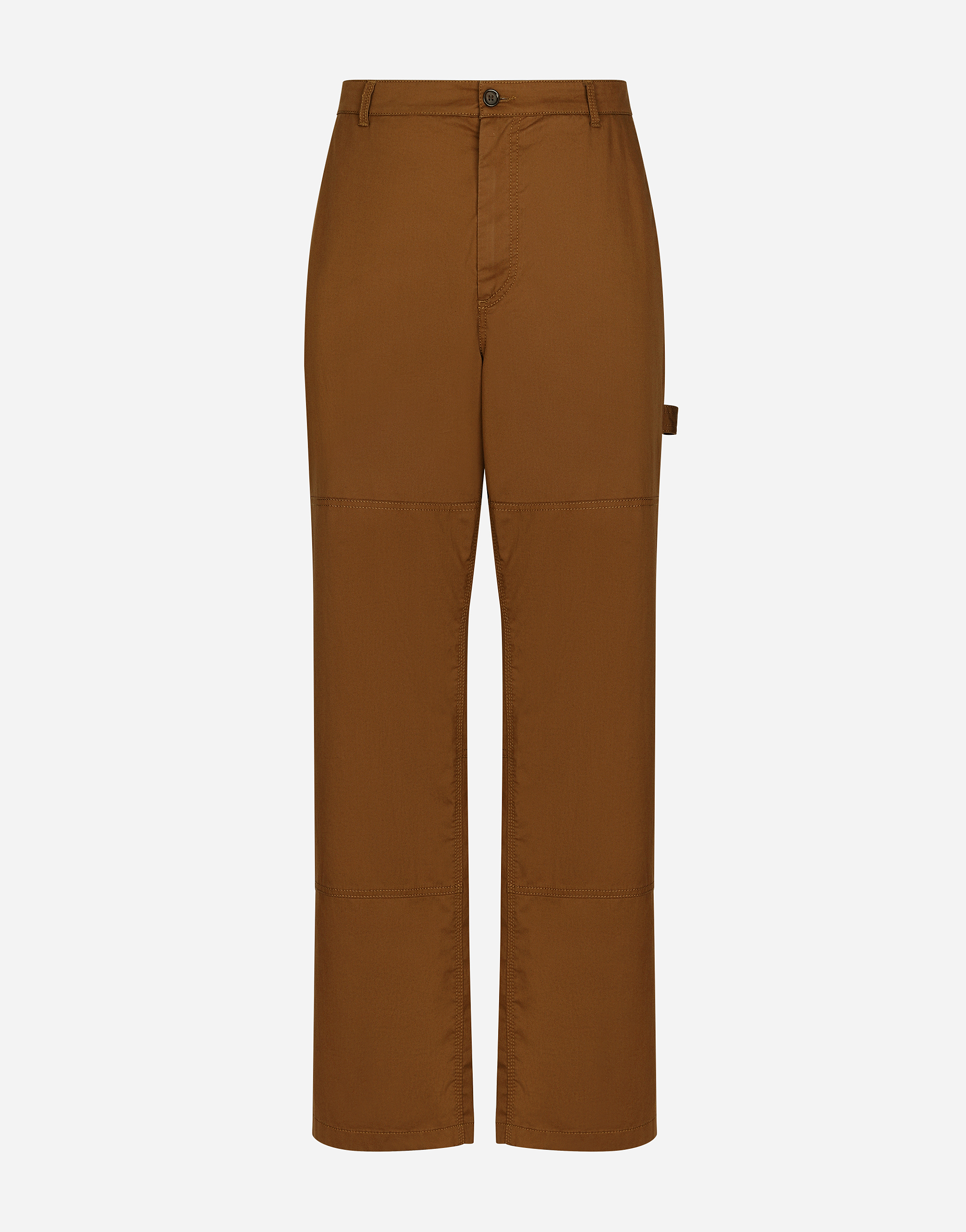 DOLCE & GABBANA STRETCH COTTON WORKER PANTS WITH BRAND PLATE