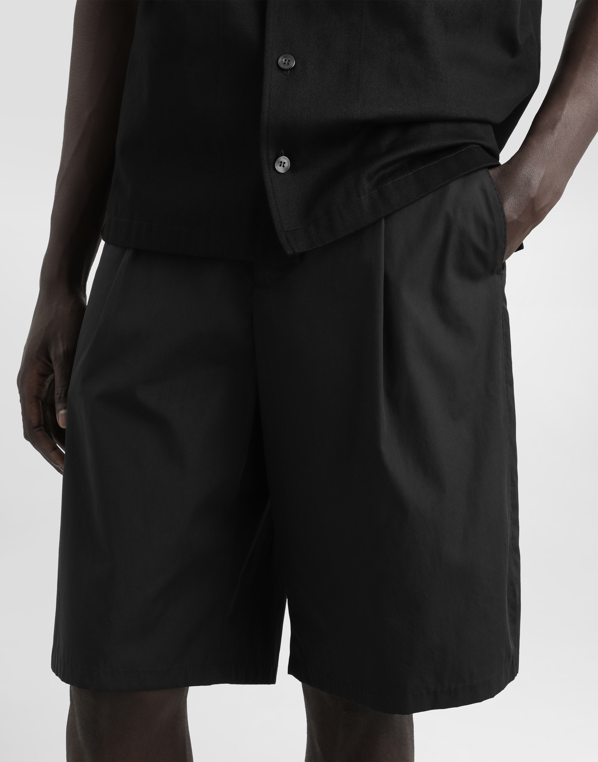 Dolce & Gabbana Cotton Twill Shorts With Dg Logo Embroidery In Black