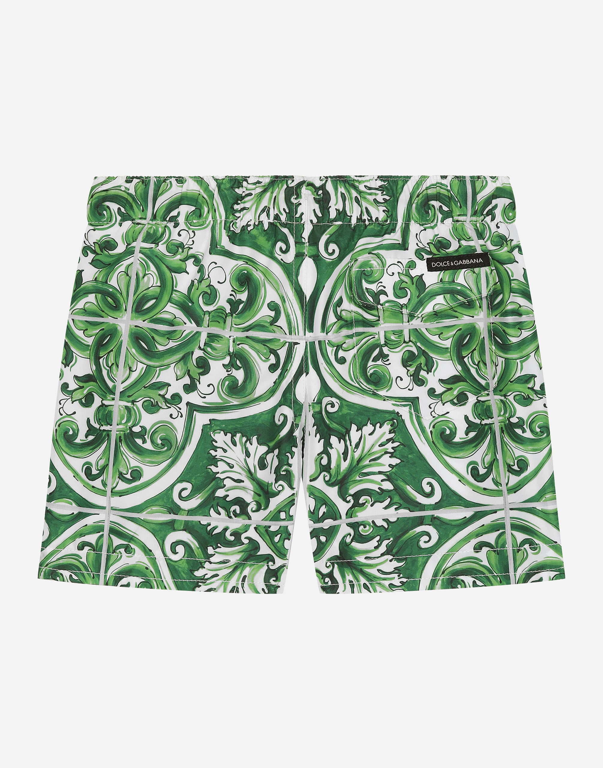  Dolce & Gabbana Boxer De Bain En Nylon à Imprimé Majoliques Vertes - Homme Vêtements De Plage Imprimé 18/24 