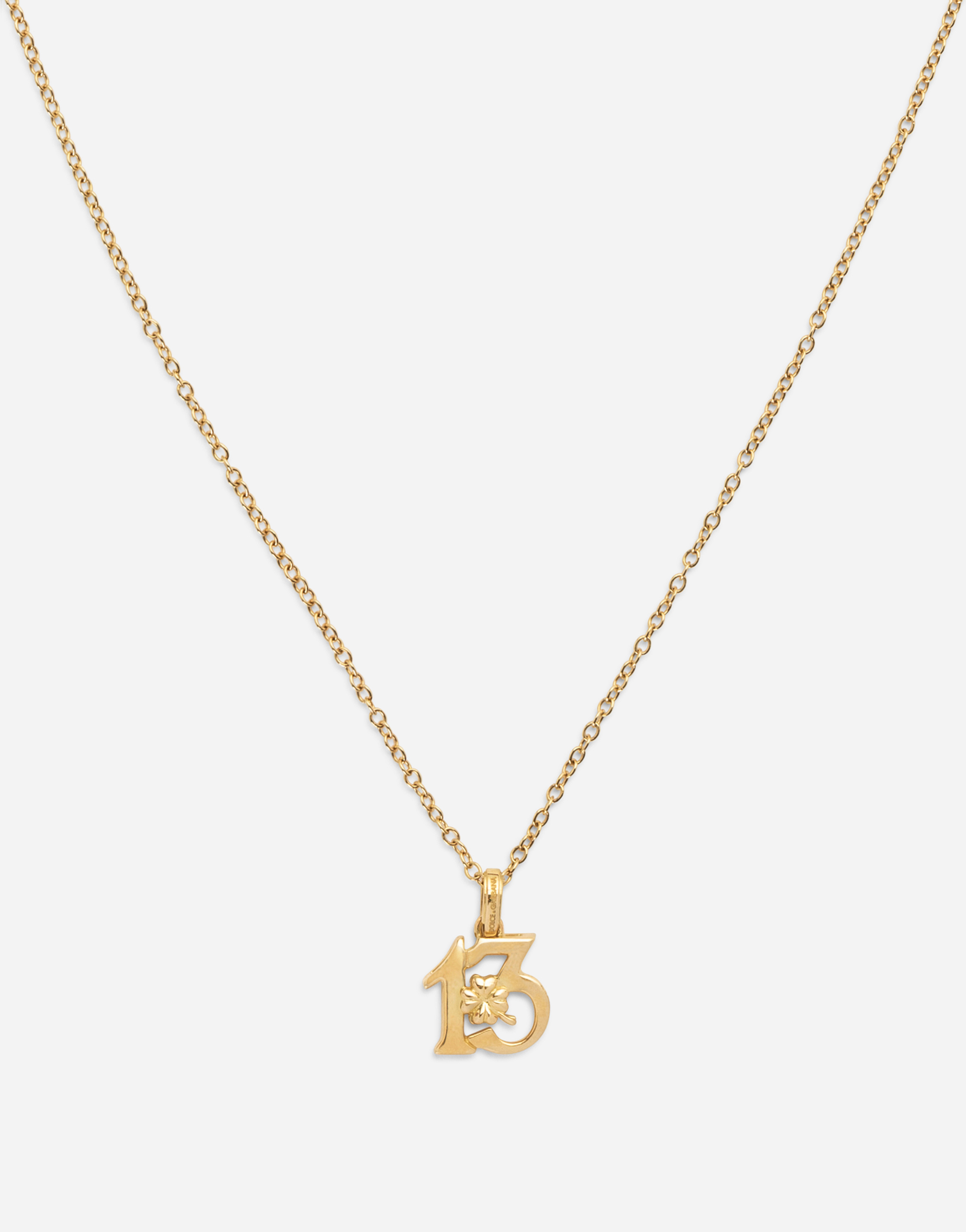 Shop Dolce & Gabbana Good Luck Number 13 Pendant On Yellow Gold Chain