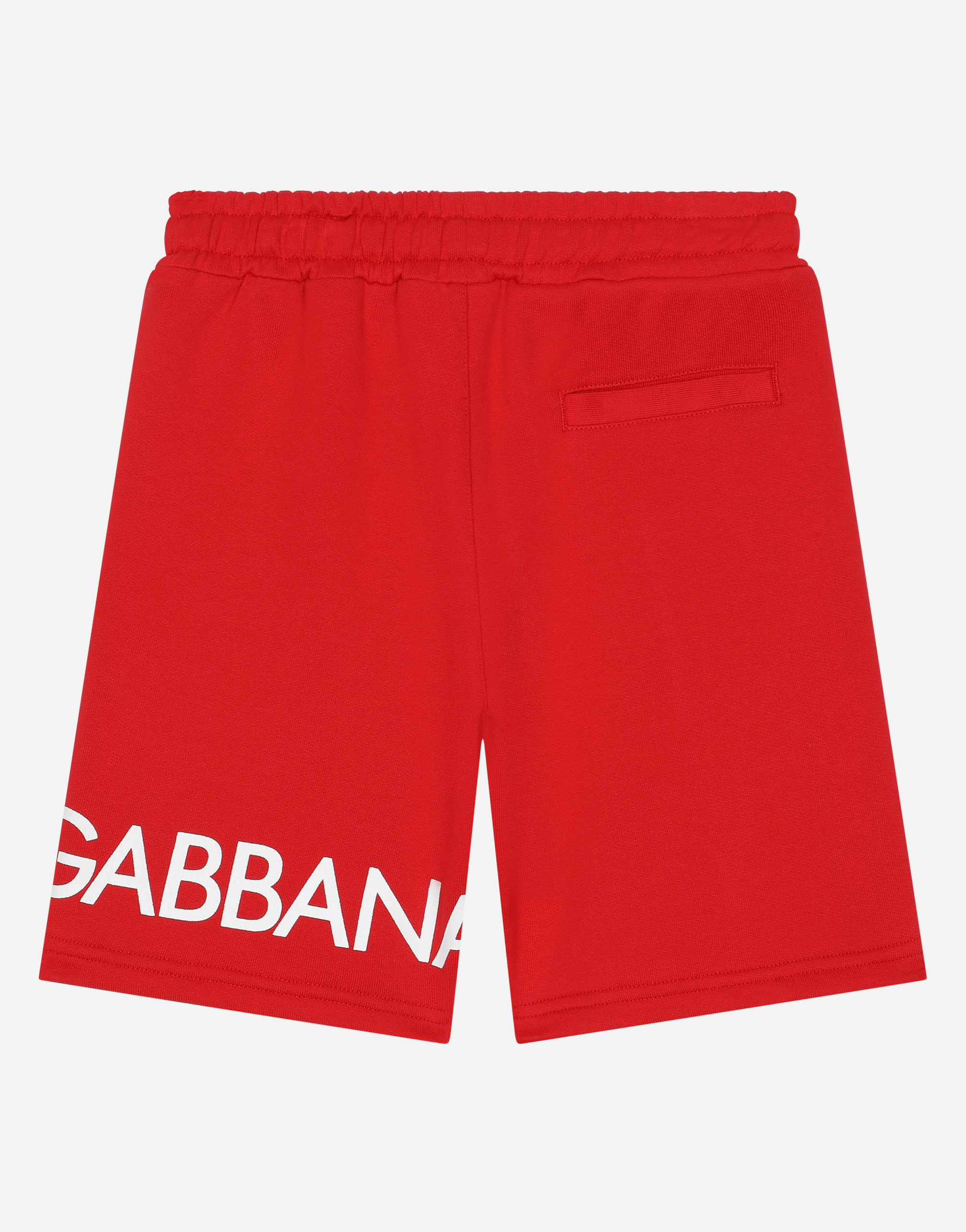 Shop Dolce & Gabbana Jersey Jogging Shorts With Logo Print In Red