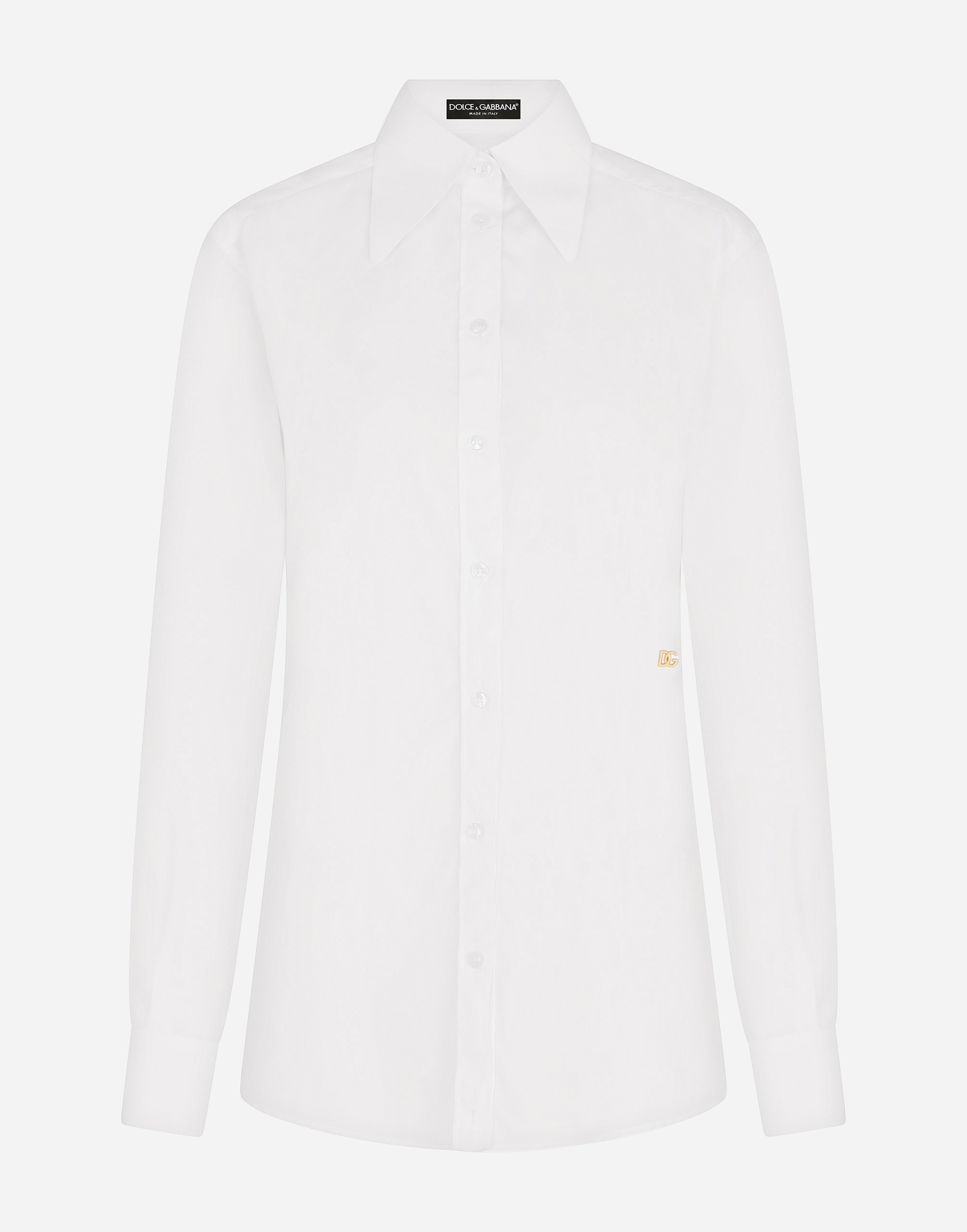 【関税込み】Dolce&Gabbana ホワイト DG Tシャツ Jersey T-shirt with DG logo patch in White for Women