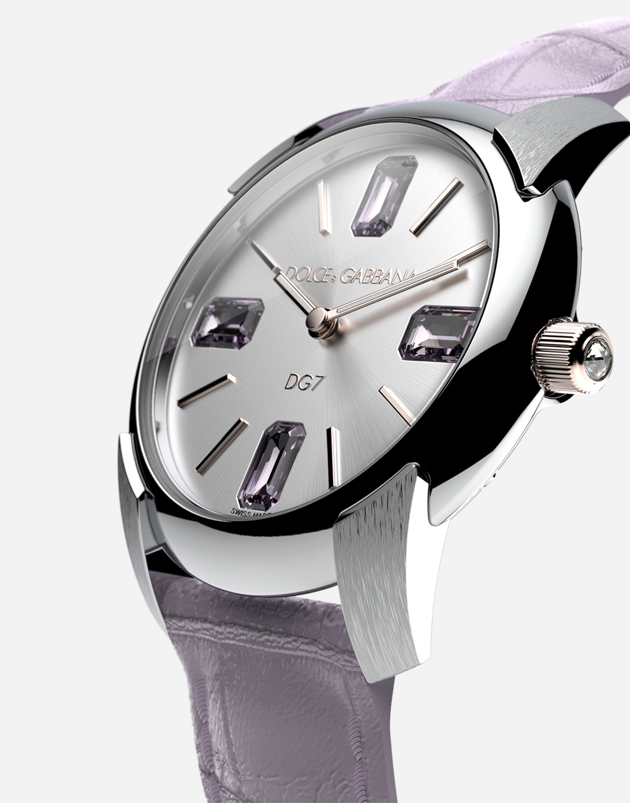 Dolce & Gabbana Watch With Alligator Strap In Mauve