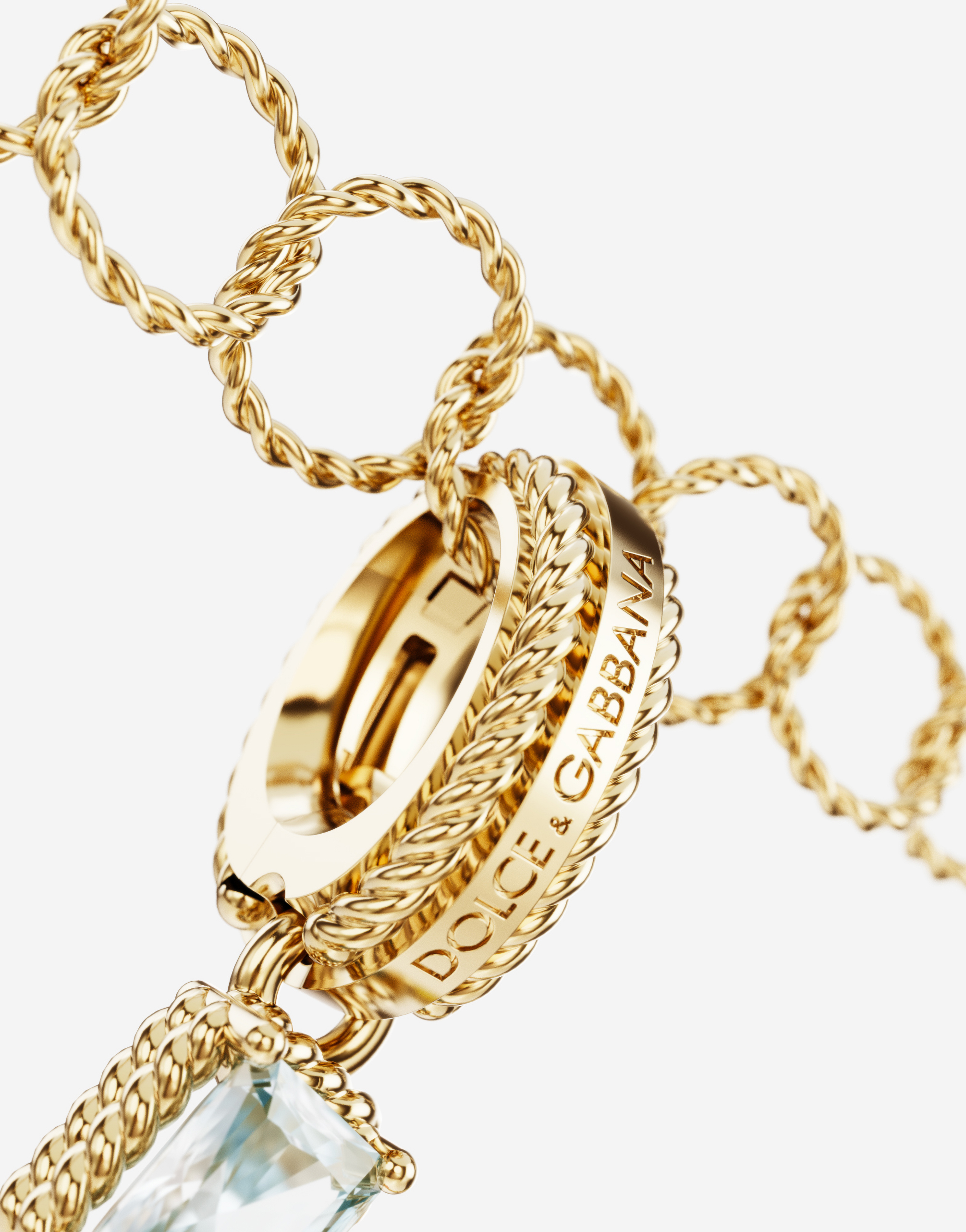 Shop Dolce & Gabbana Rainbow Alphabet U 18 Kt Yellow Gold Charm With Multicolor Fine Gems