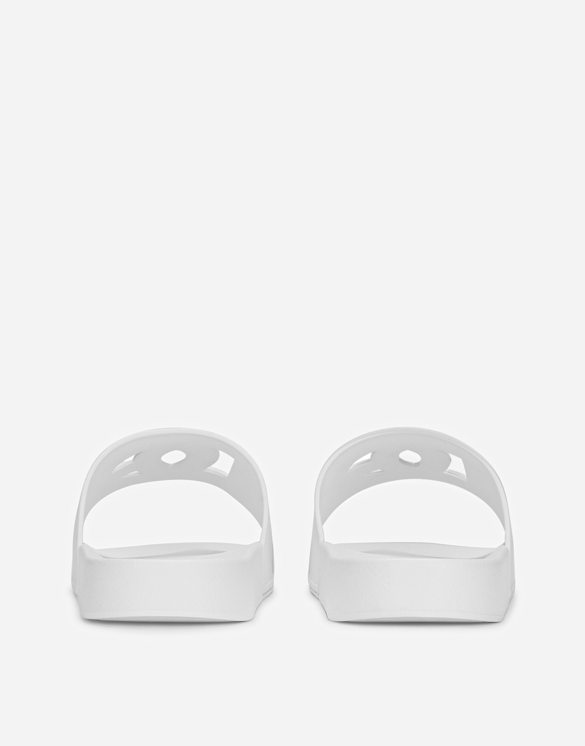 Shop Dolce & Gabbana Rubber Beachwear Sliders With Dg Logo In White