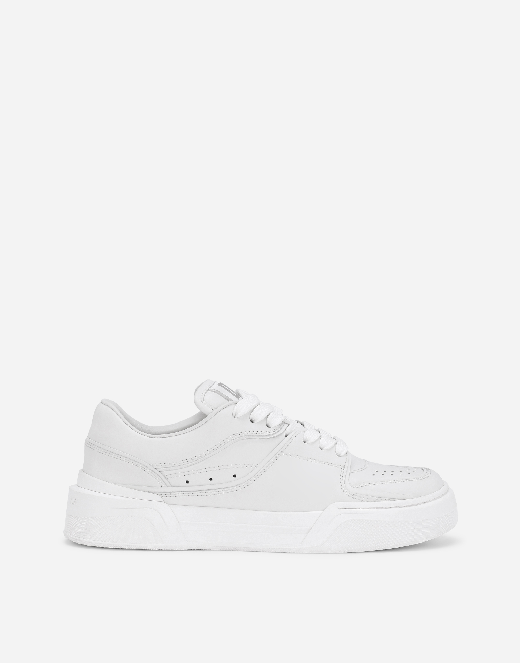 Dolce & Gabbana New Roma Perforated Leather Sneakers In White
