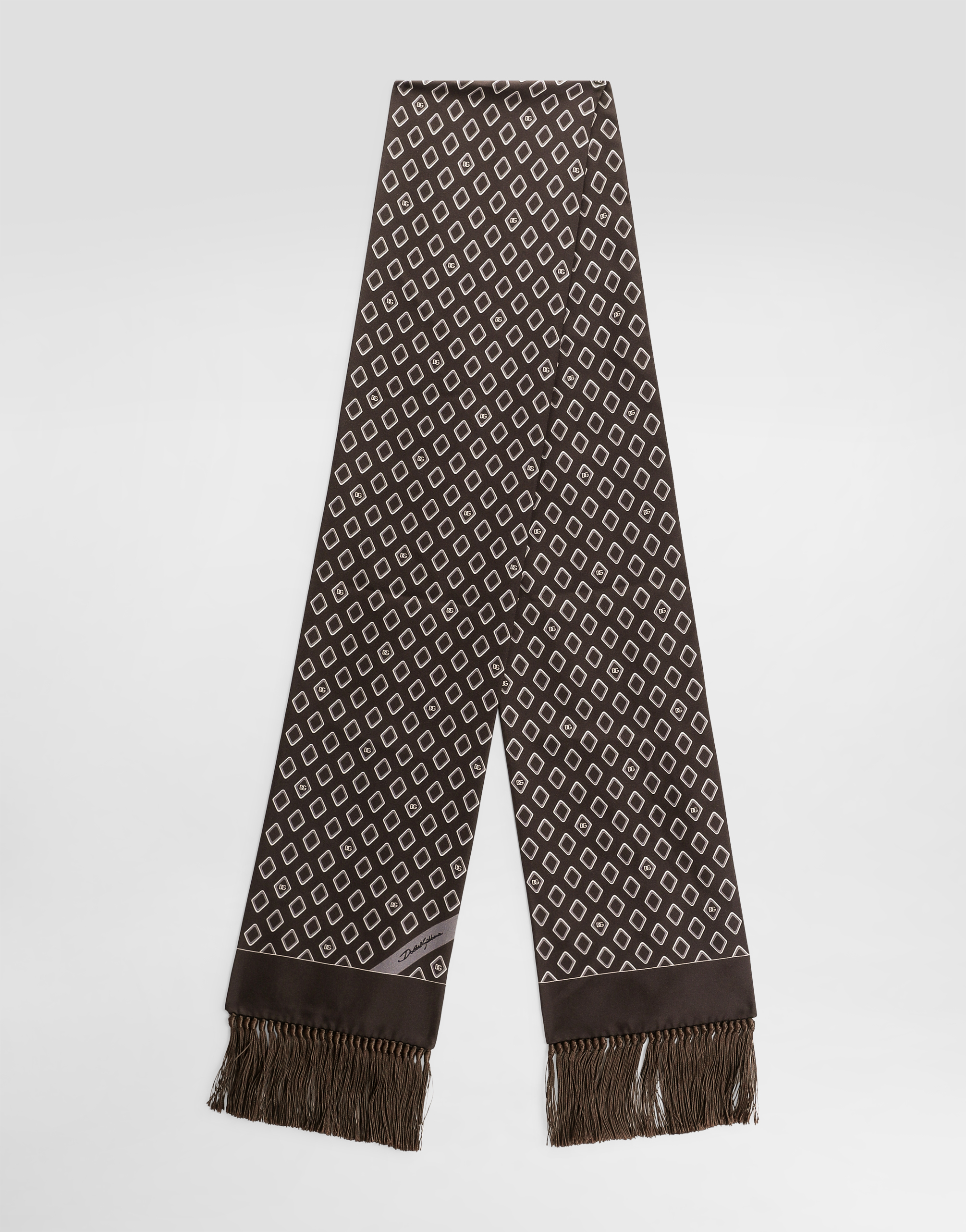 Dolce & Gabbana Geometric-pattern Silk Scarf In Brown