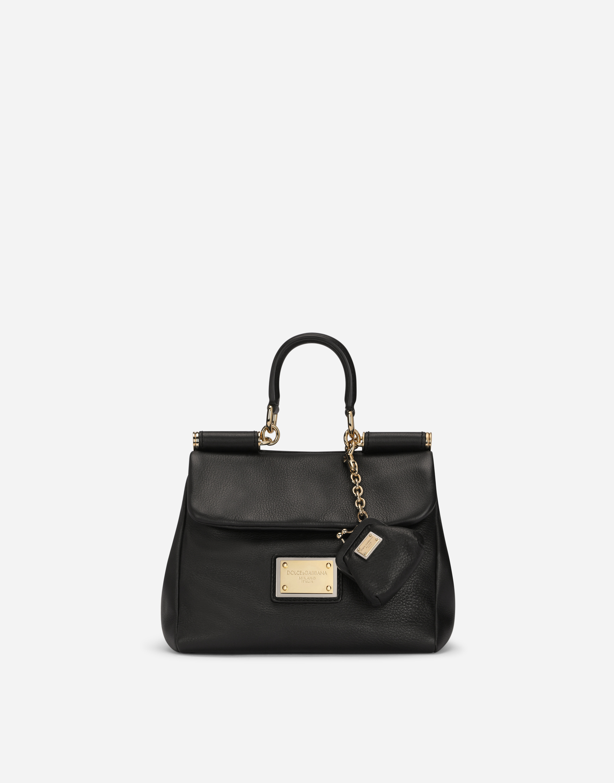 Dolce & Gabbana Small Calfskin Sicily Soft Bag In Black