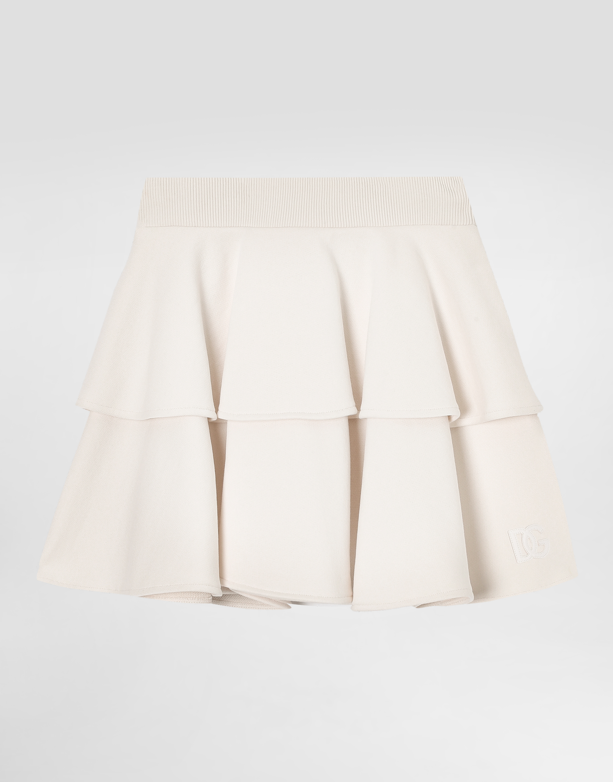 Dolce & Gabbana Fleece Skirt With Laser-cut Dg Logo In Neutral
