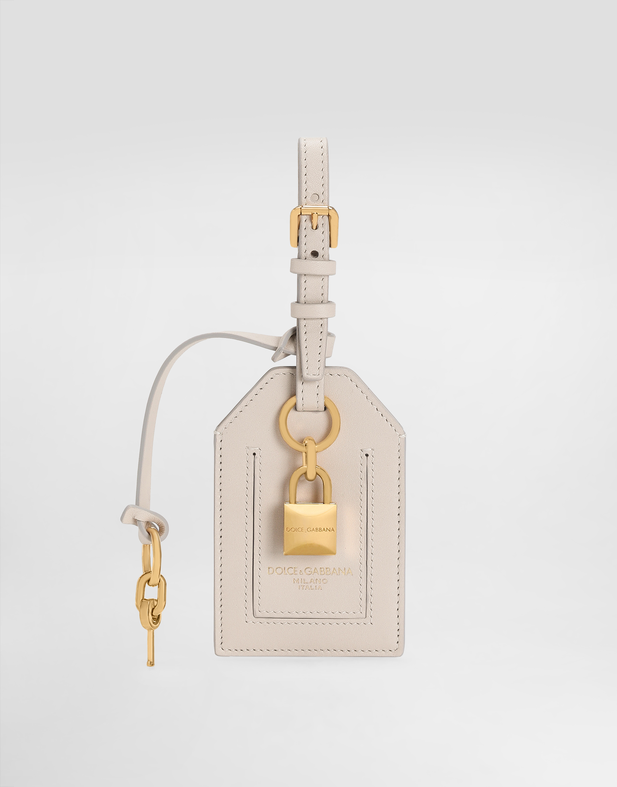  Dolce & Gabbana Dolce & Gabbana Calfskin Keychain - Woman Beige Onesize 