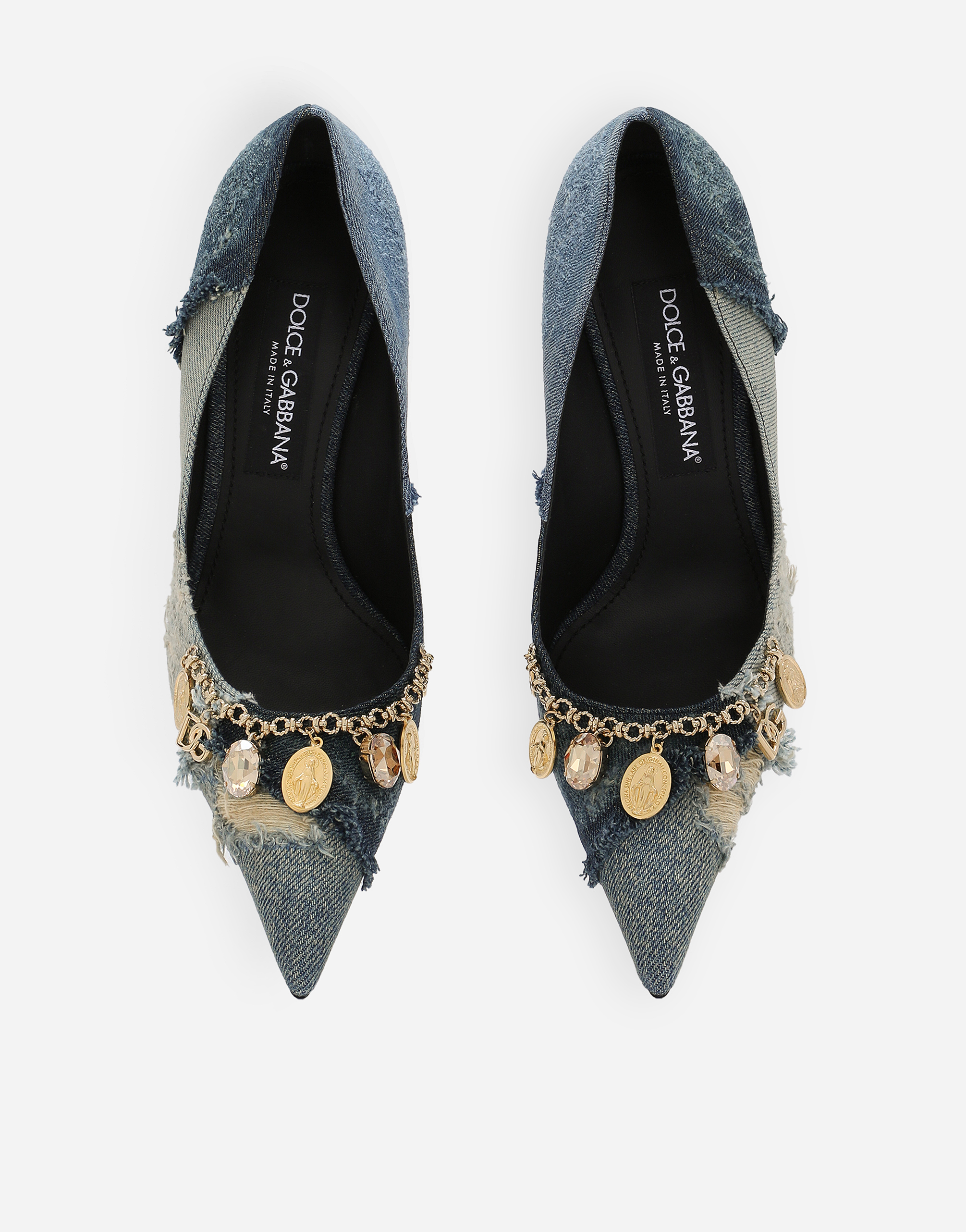 Shop Dolce & Gabbana Patchwork Denim Pumps In Blue