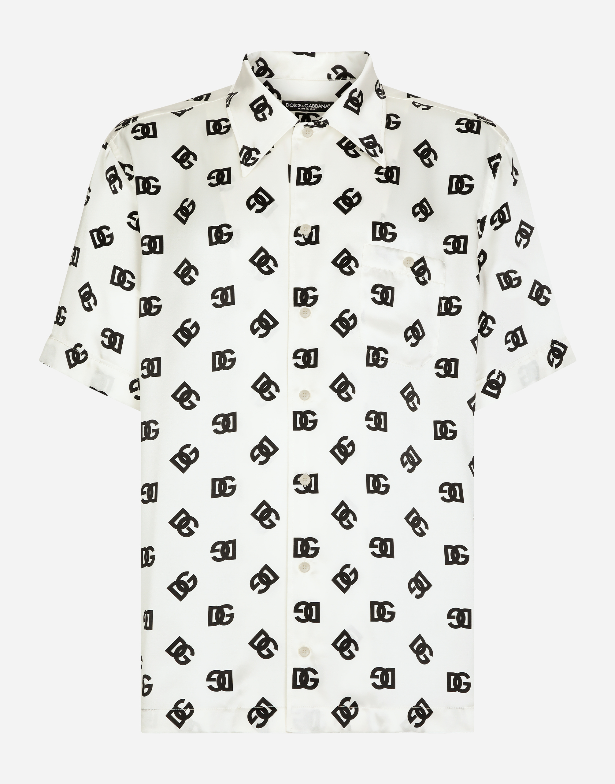 Shop Dolce & Gabbana Silk Hawaiian Shirt With Dg Monogram Print