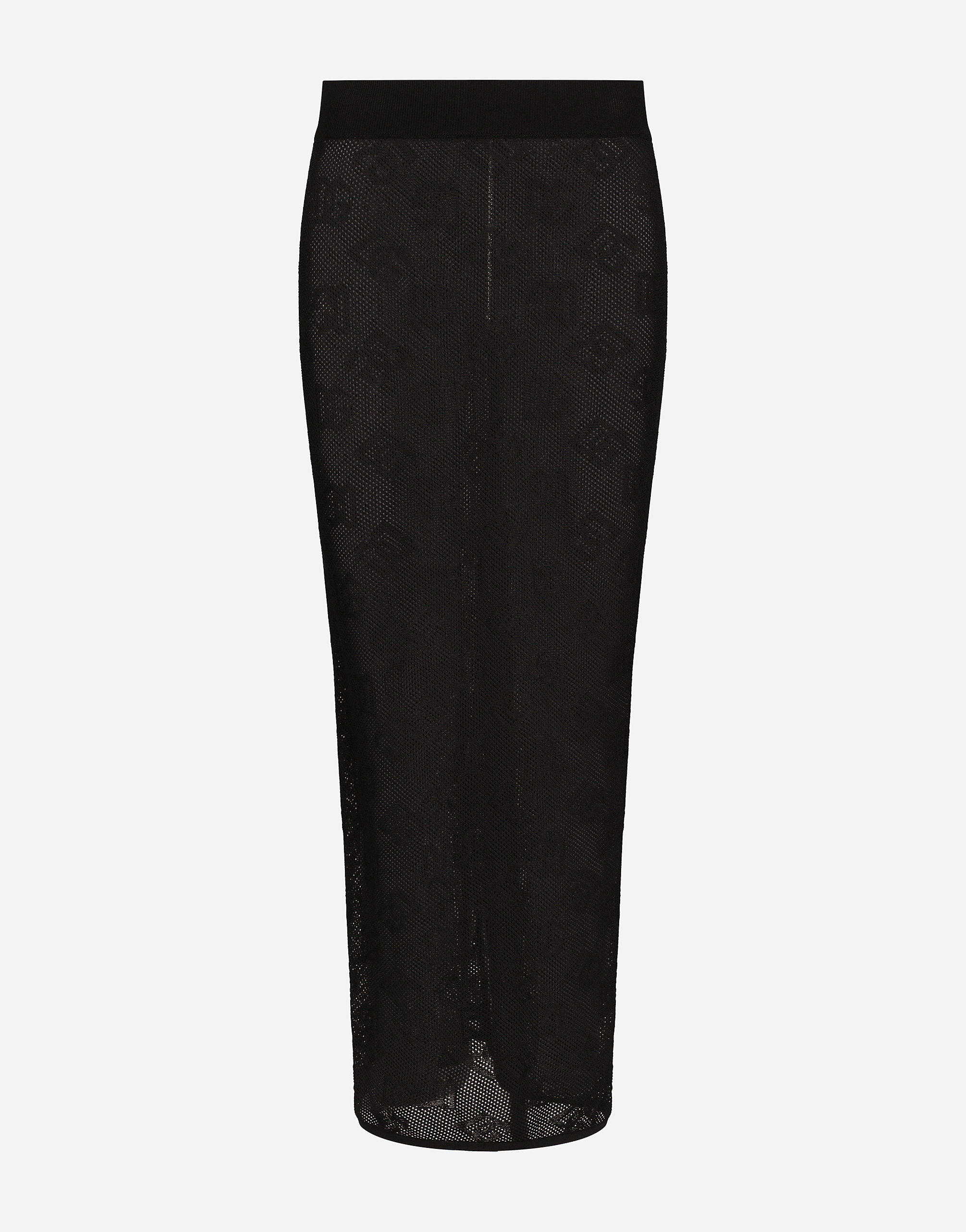 Dolce & Gabbana Mesh-stitch Pencil Skirt With Jacquard Dg Logo - Woman Skirts Black