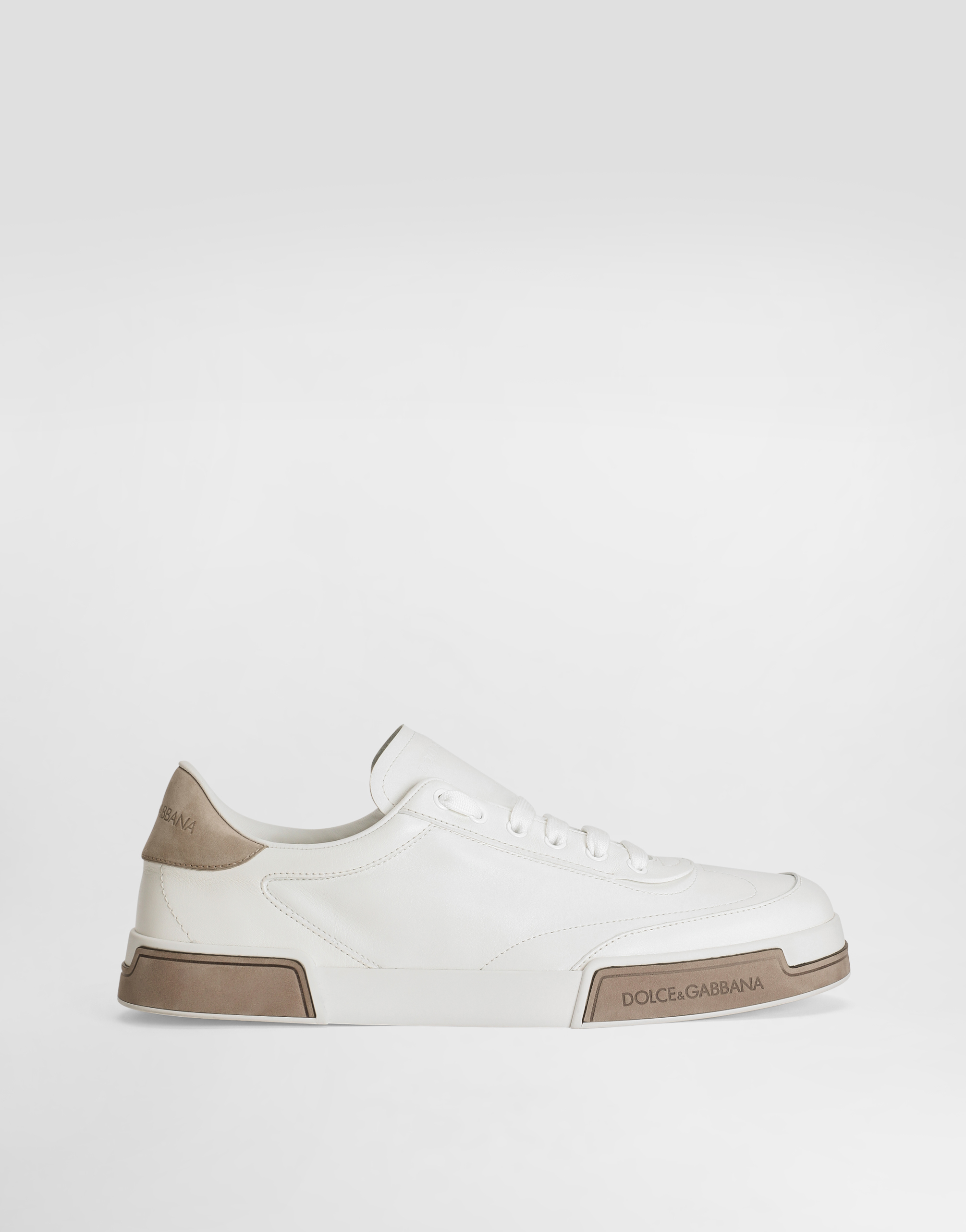 Dolce & Gabbana Portofino Yatch Sneakers In Calfskin Color White And Dove Grey In Multicolor