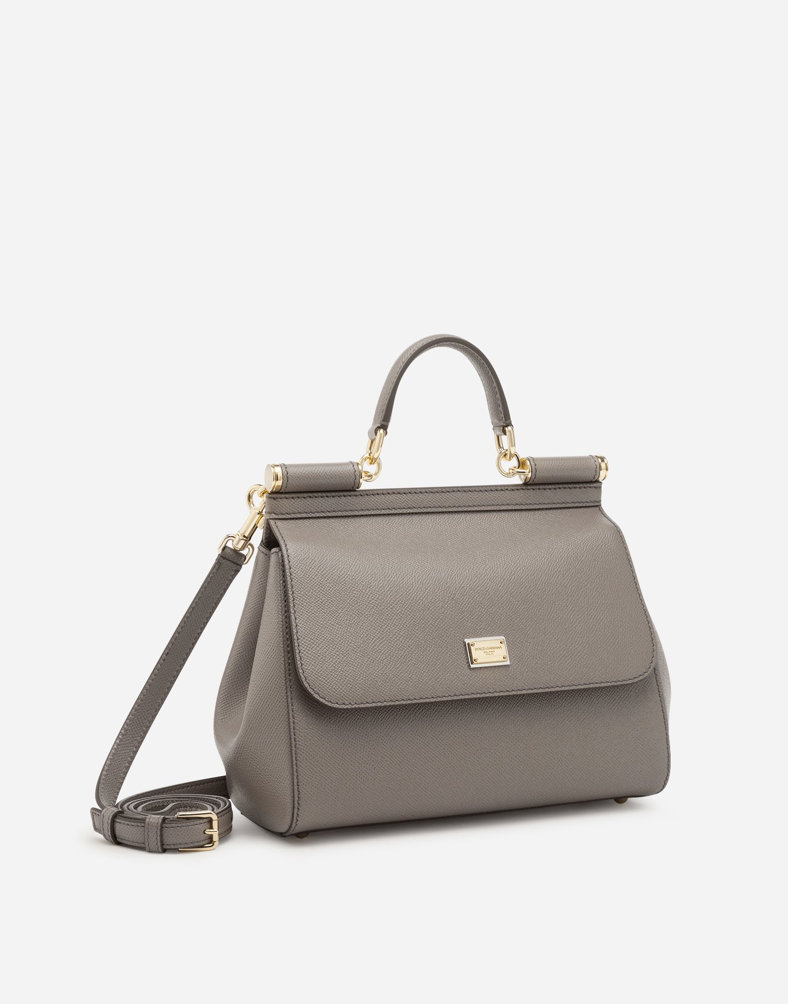 Dolce & Gabbana Large Sicily Handbag In Light Mud Calf Leather In Beige