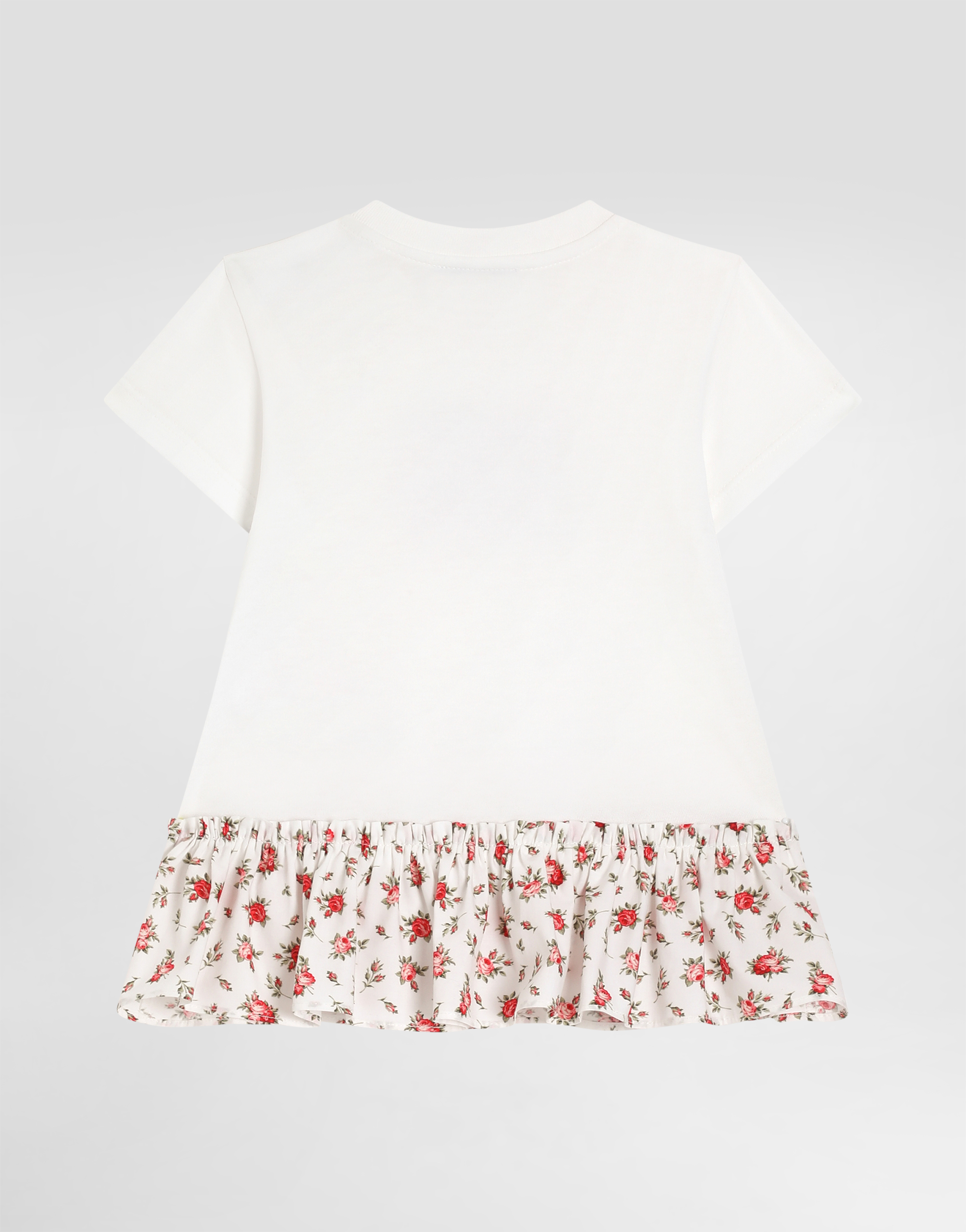  Dolce & Gabbana Small Rose-print Jersey And Poplin Dress With Dg Logo - Femme Robes Multicolore 24/30 Months 