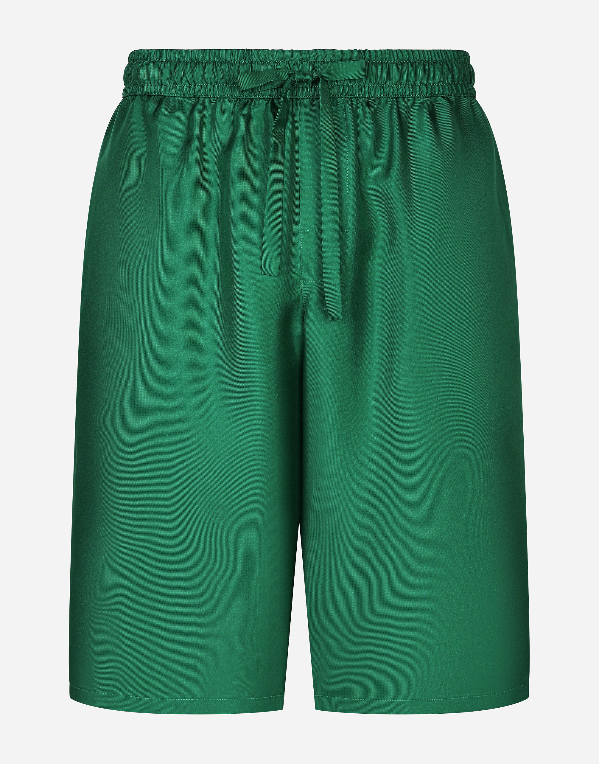 Dolce & Gabbana Embroidered Silk Jogging Shorts - Man Pants And Shorts Green