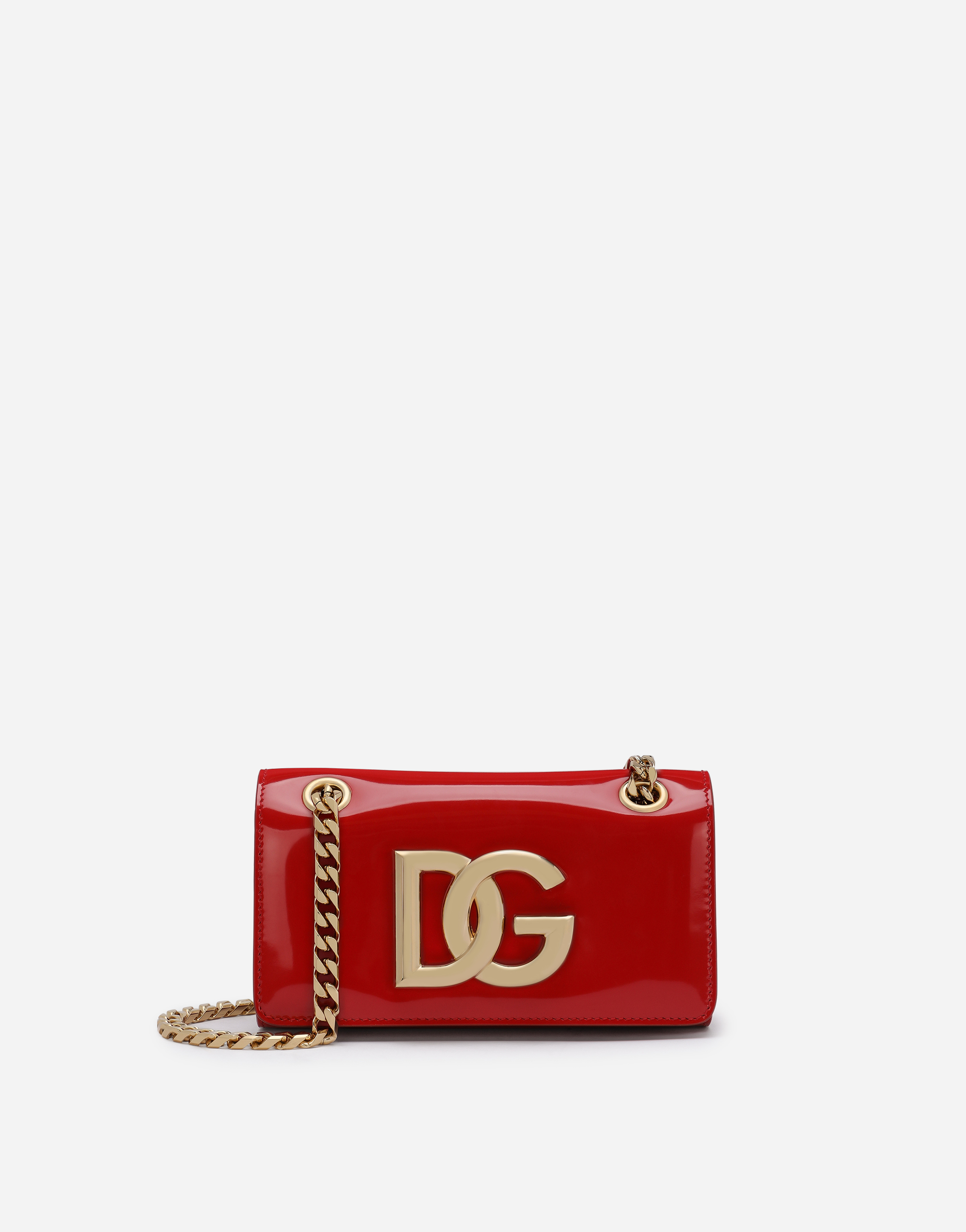 Dolce & Gabbana Polished Calfskin 3.5 Cell Phone Bag In Red