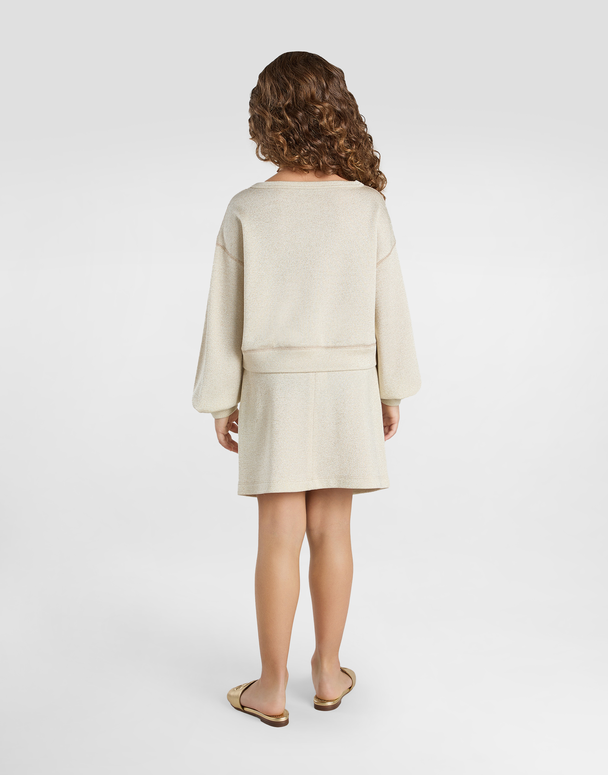 Dolce & Gabbana Lurex Jersey Skirt With Dg Logo In Gold