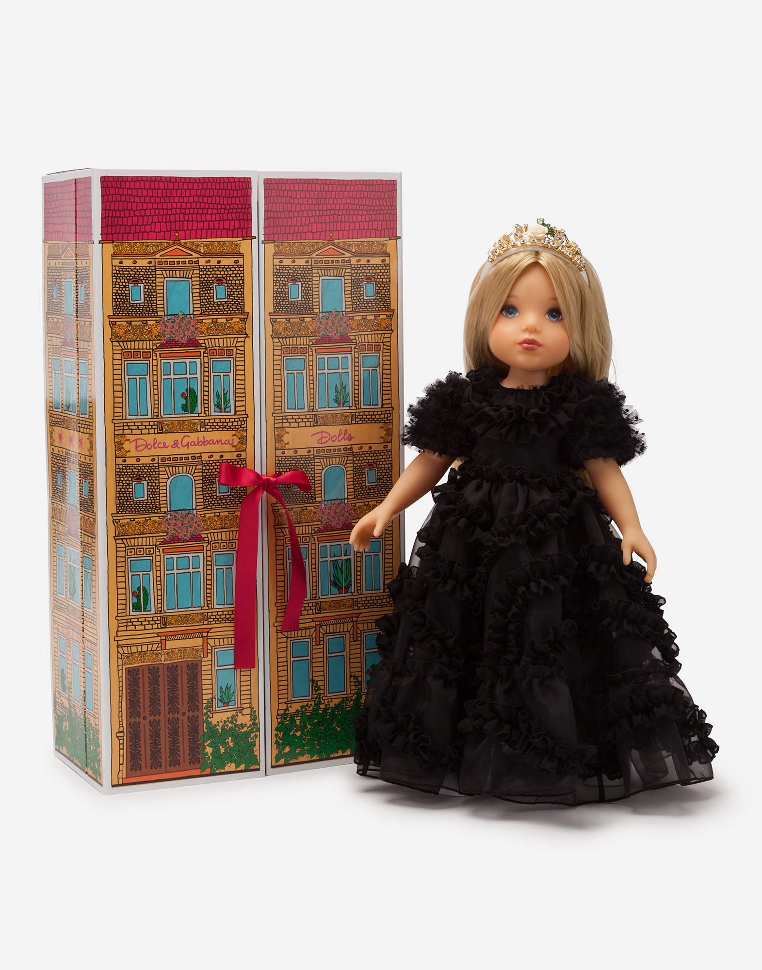 Shop Dolce & Gabbana Doll With Organza Dress In Multi-colored