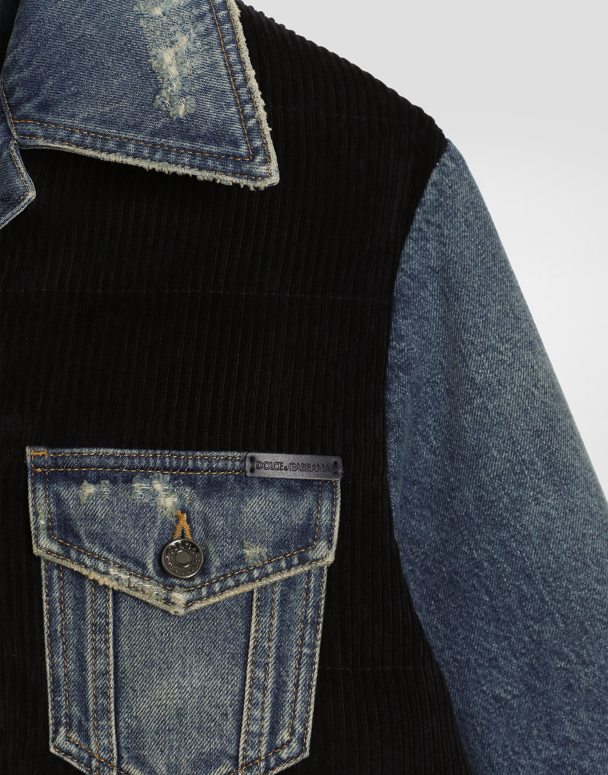 Dolce & Gabbana Blue Cotton Elastan Polyamide Polyester Jacket In Blue