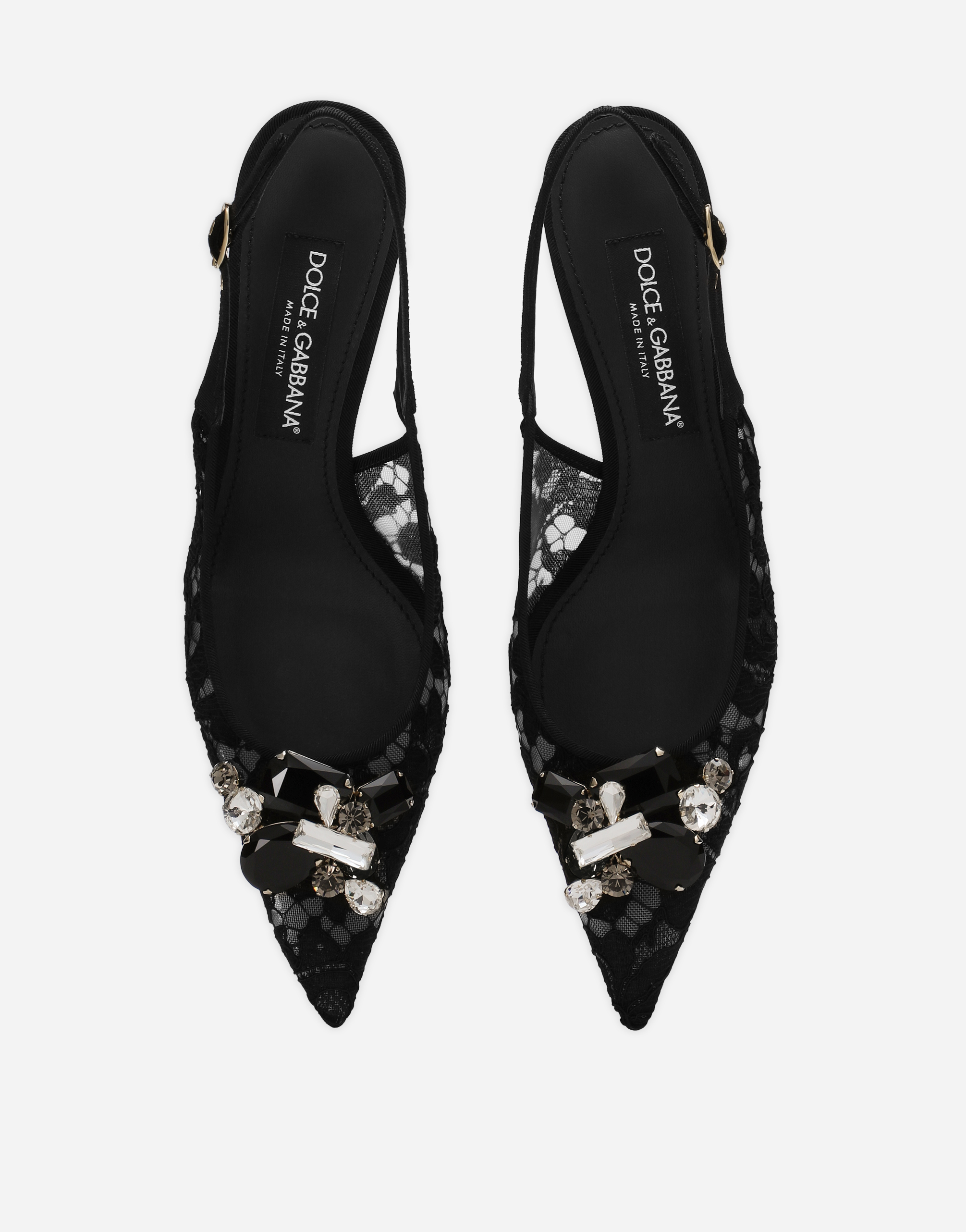 Shop Dolce & Gabbana Rainbow Lace Slingbacks In Lurex Lace In Black