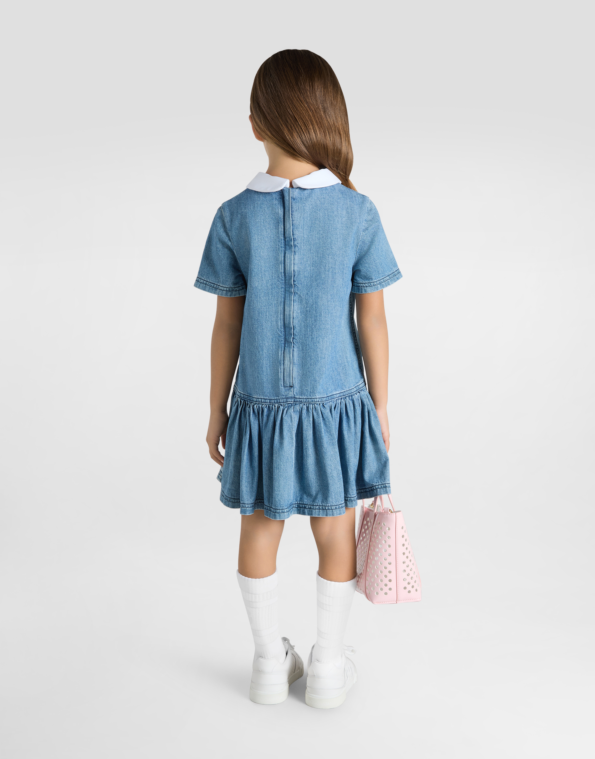 Dolce & Gabbana Chambray Dress With Dg Logo In Multicolor