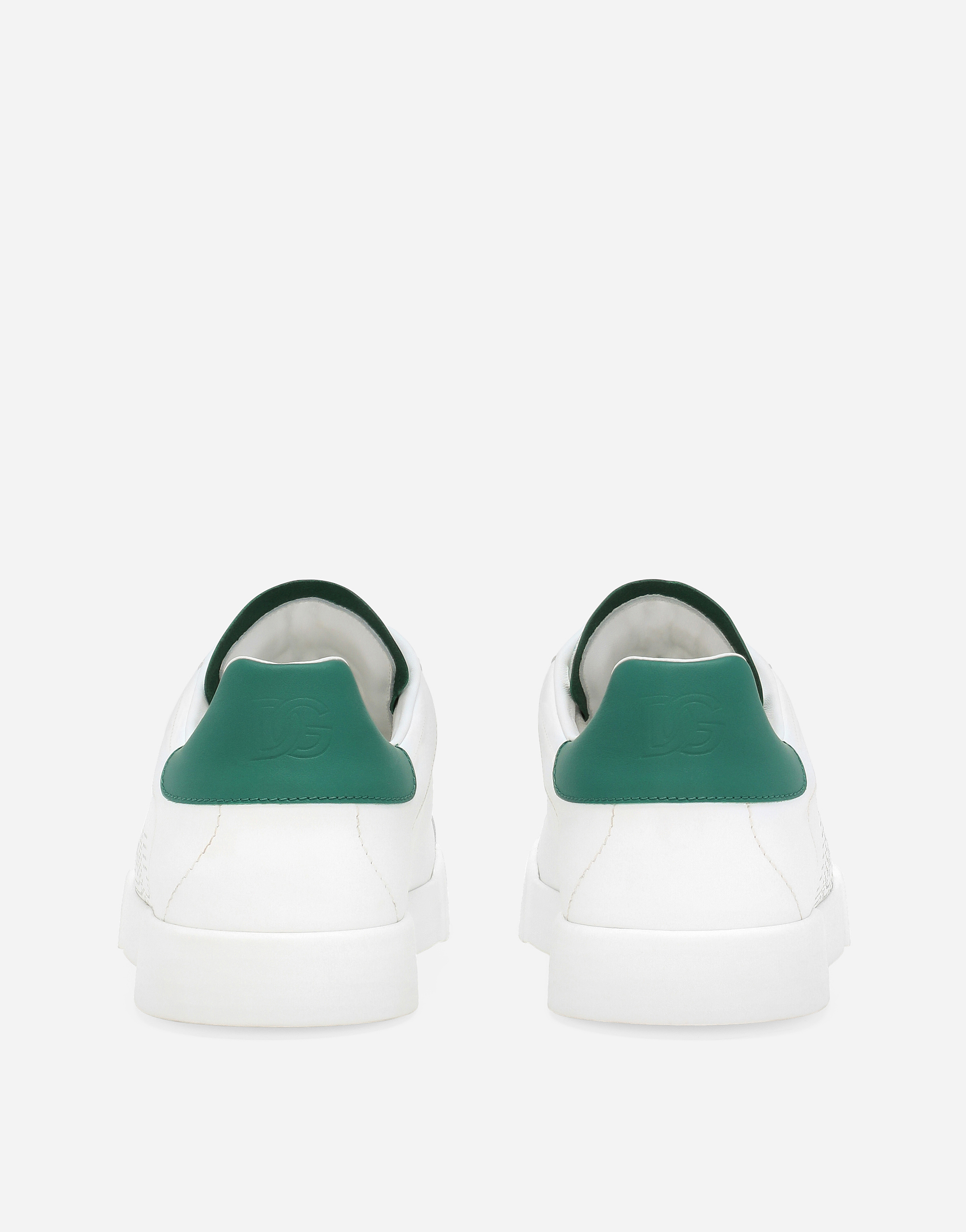 Dolce & Gabbana White And Black Leather Sneakers In White