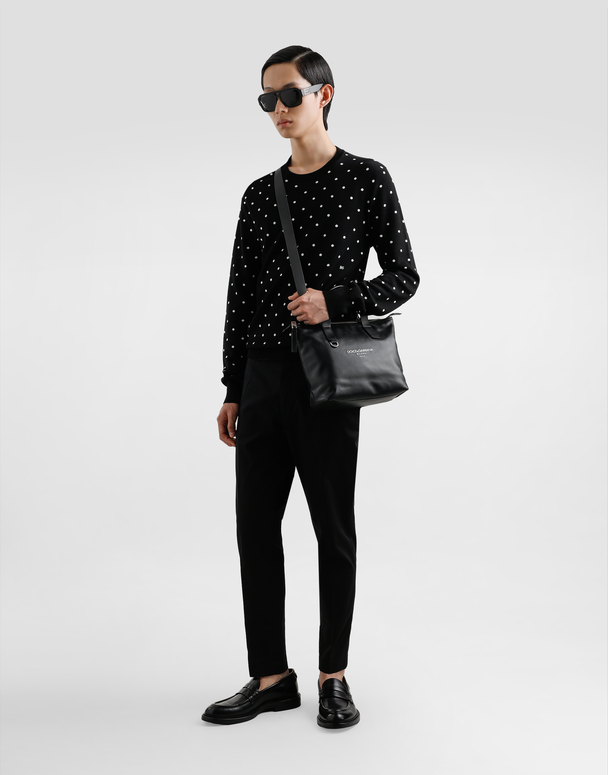 Dolce & Gabbana Small Calfskin Shopper In Black
