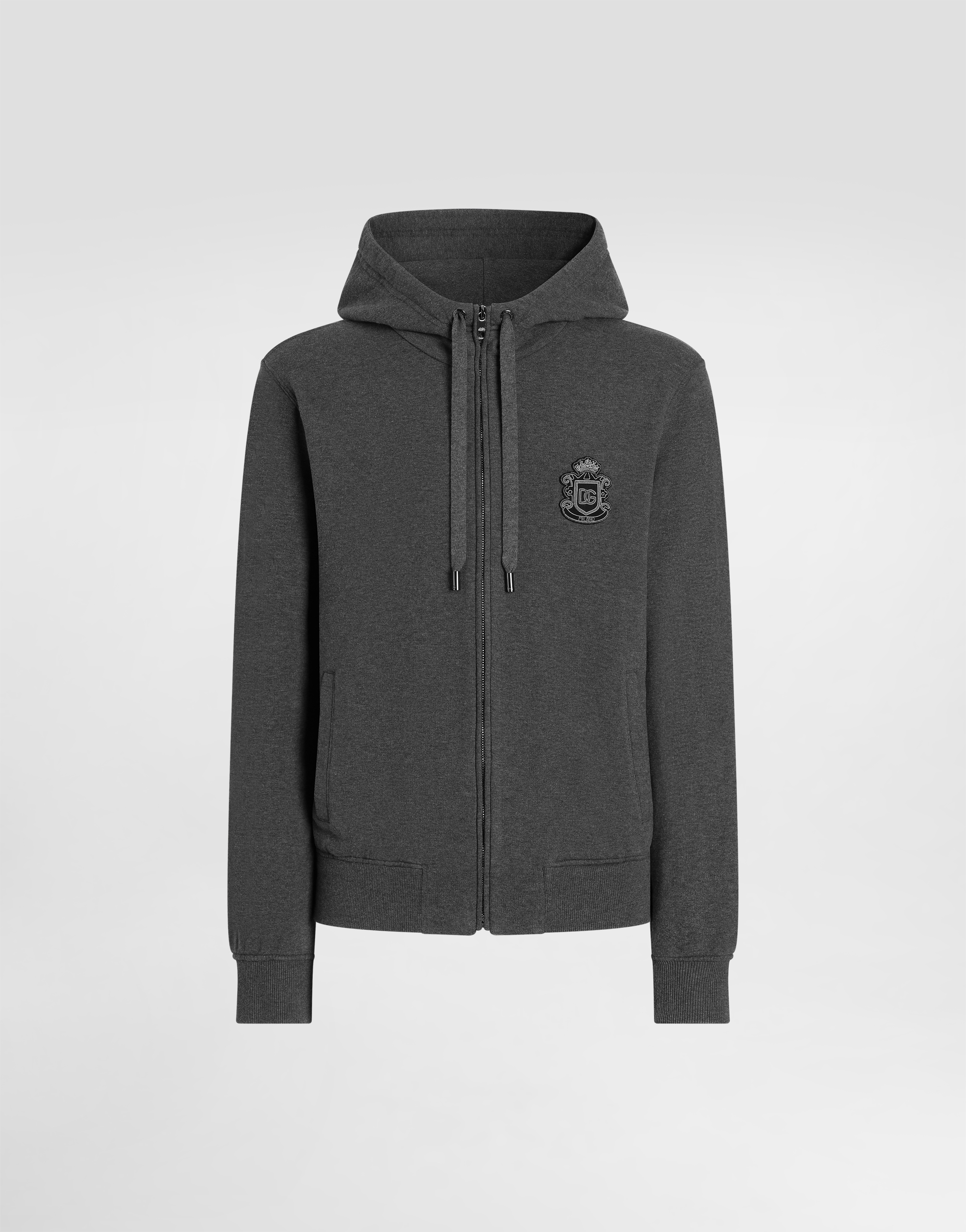 Jersey sweatshirt with heraldic patch in Grey for Men | Dolce&Gabbana®