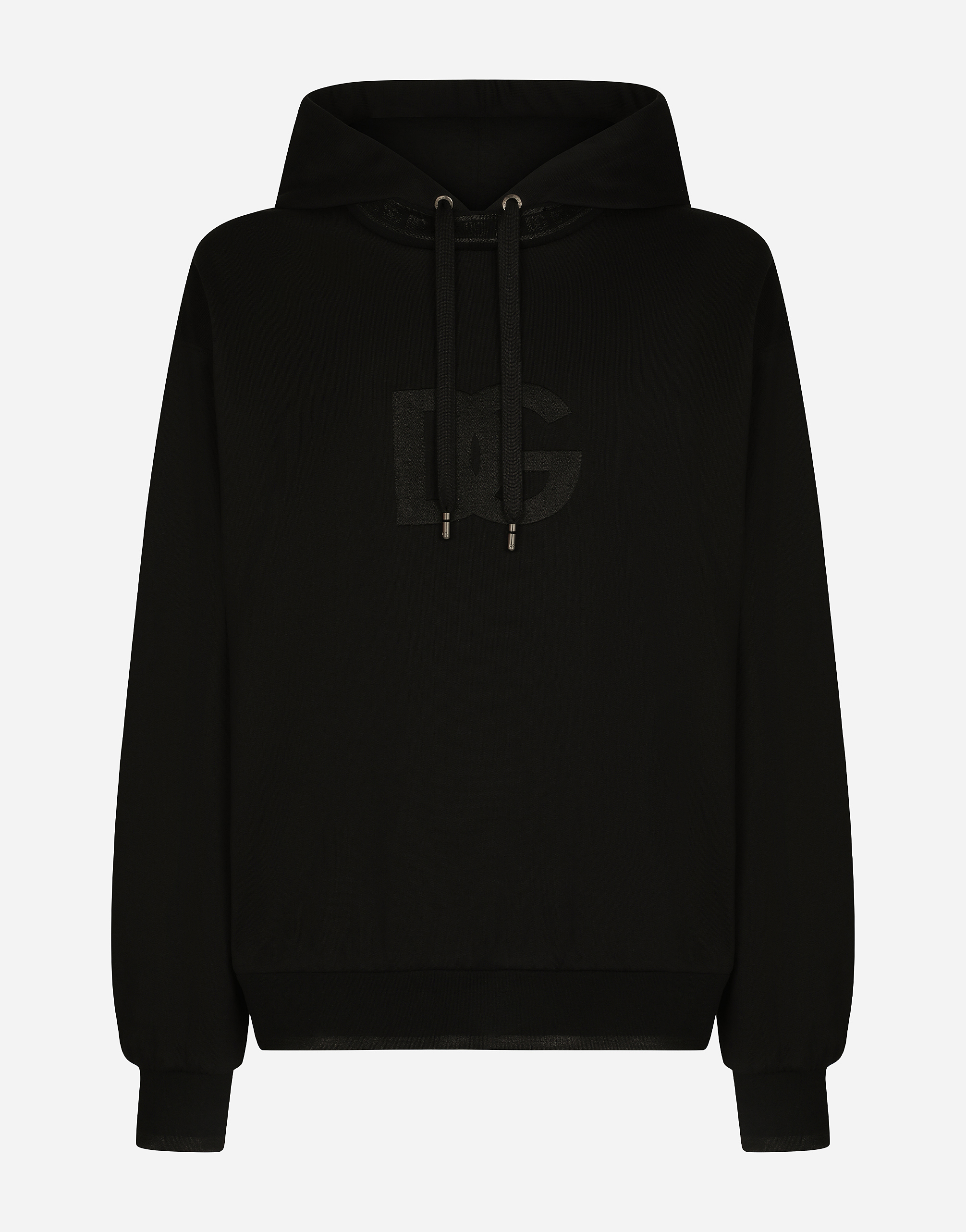 DOLCE & GABBANA JERSEY HOODIE WITH DG EMBROIDERY