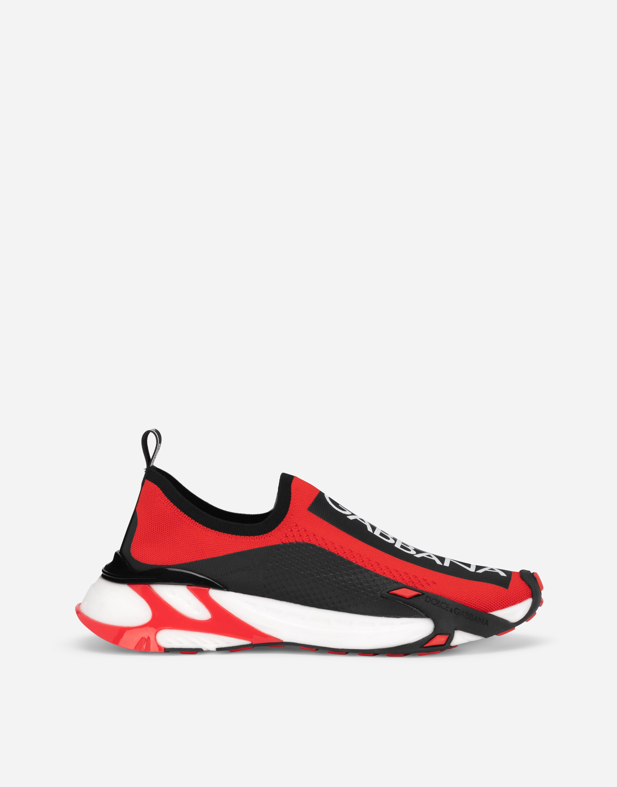 dolce & gabbana black white and red sorrento logo sneakers