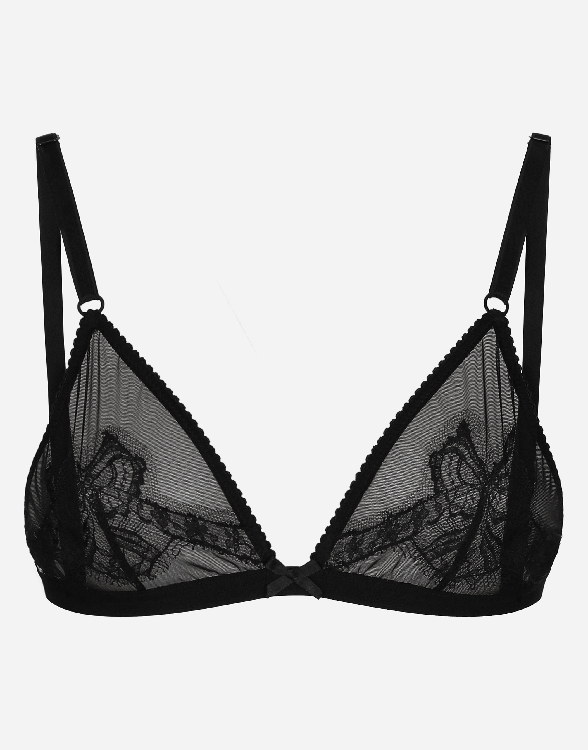 DOLCE & GABBANA LACE AND TULLE SOFT-CUP TRIANGLE BRA 