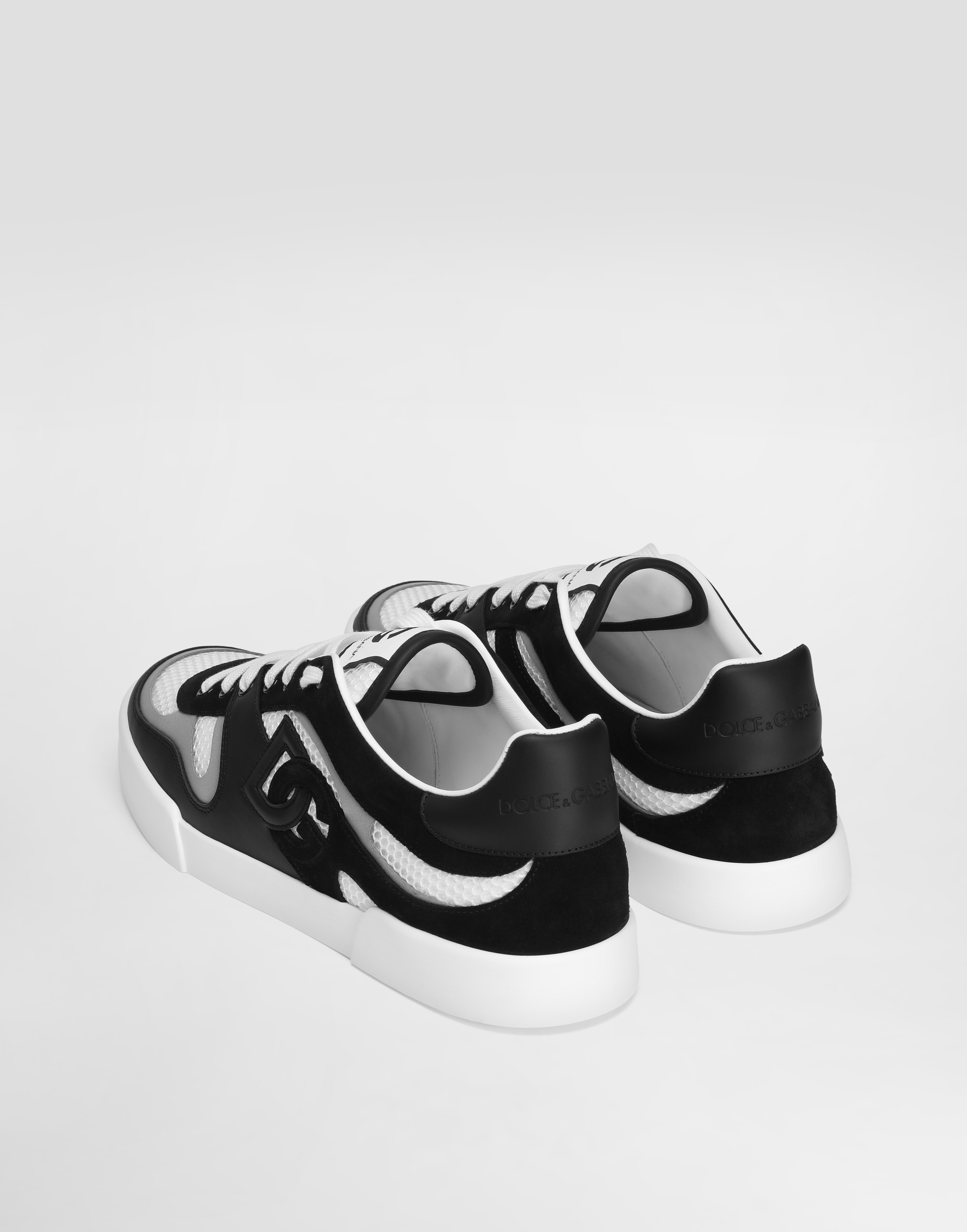 Dolce & Gabbana Portofino Light Low-top Mesh And Leather Sneakers In Multicolor