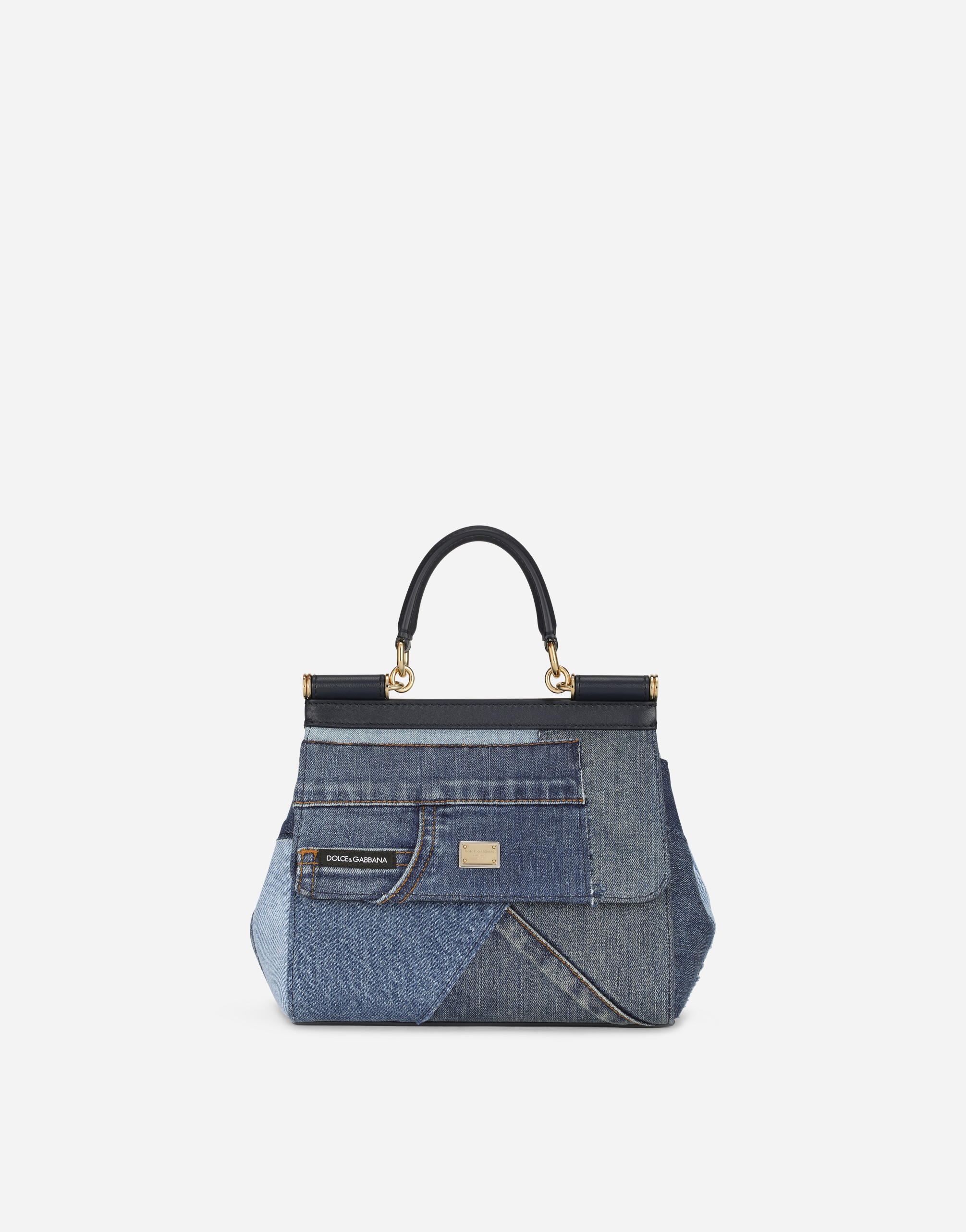 Dolce & Gabbana Small Sicily Bag In Patchwork Denim And Calfskin - Woman Handbags Denim Denim Onesize