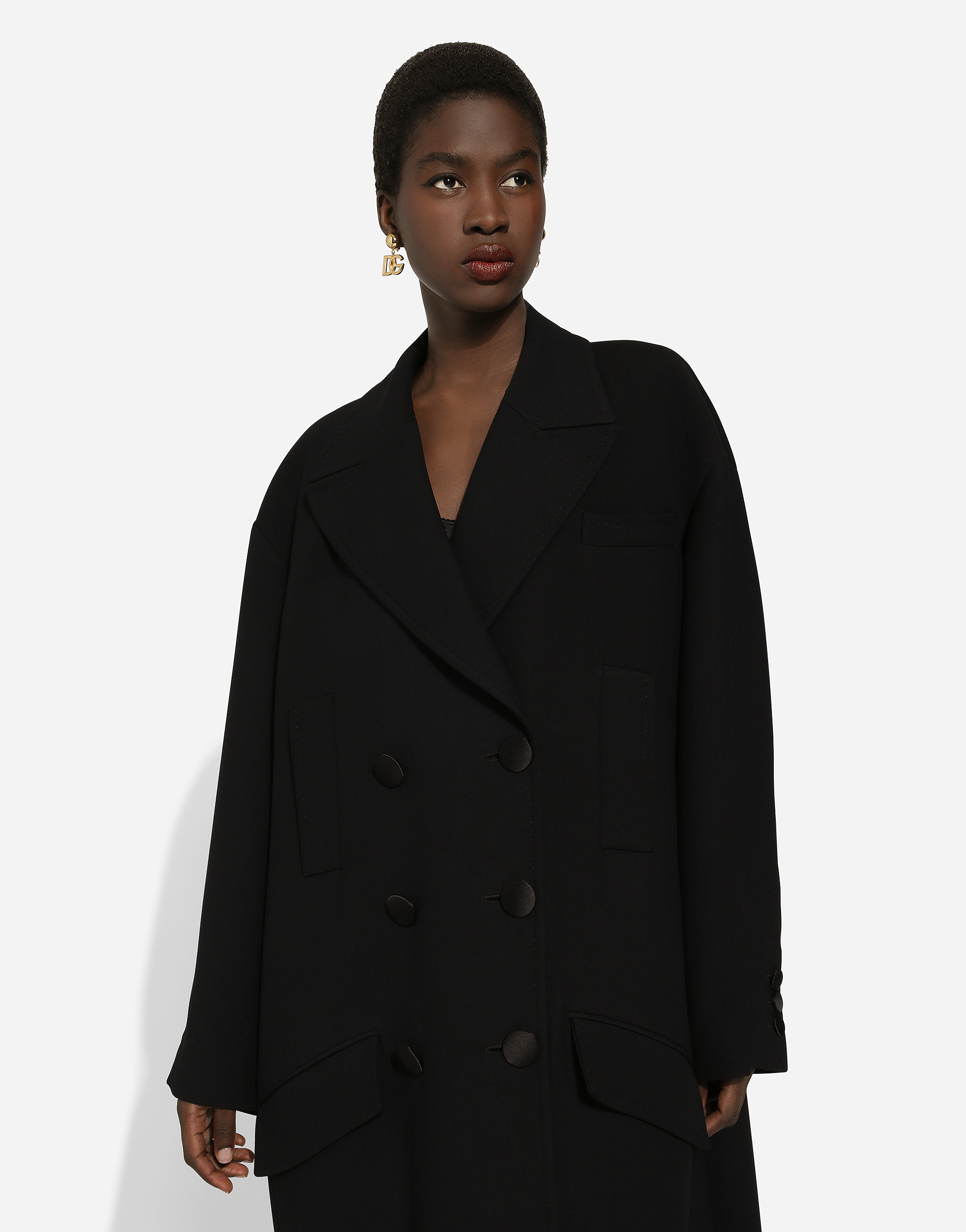Dolce & Gabbana Double-breasted Wool-blend Coat In Black