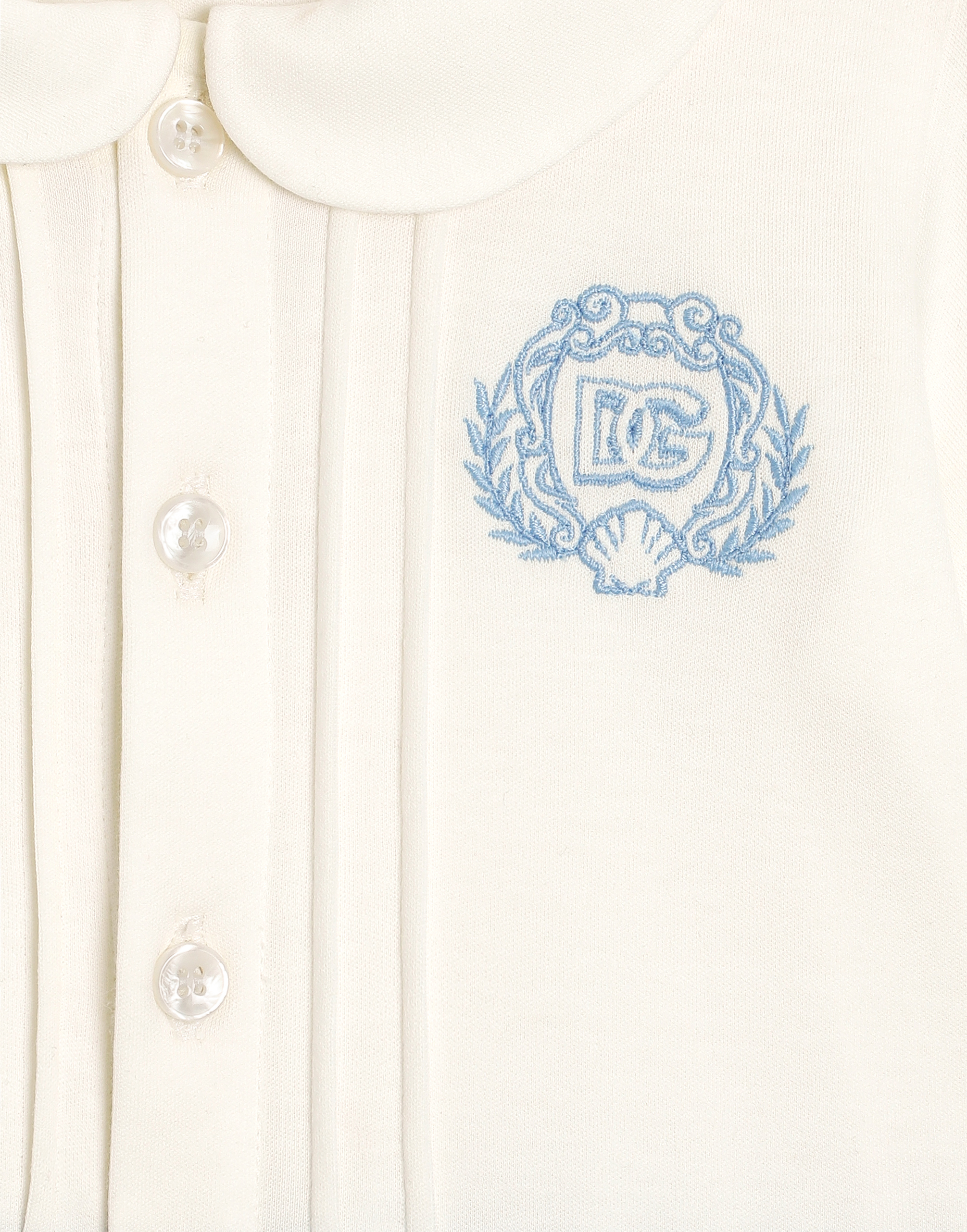  Dolce & Gabbana Short-sleeved Interlock And Linen Romper With Embroidery - Mann Geschenk-set Und Body Mehrfarbig 3/6 Months 