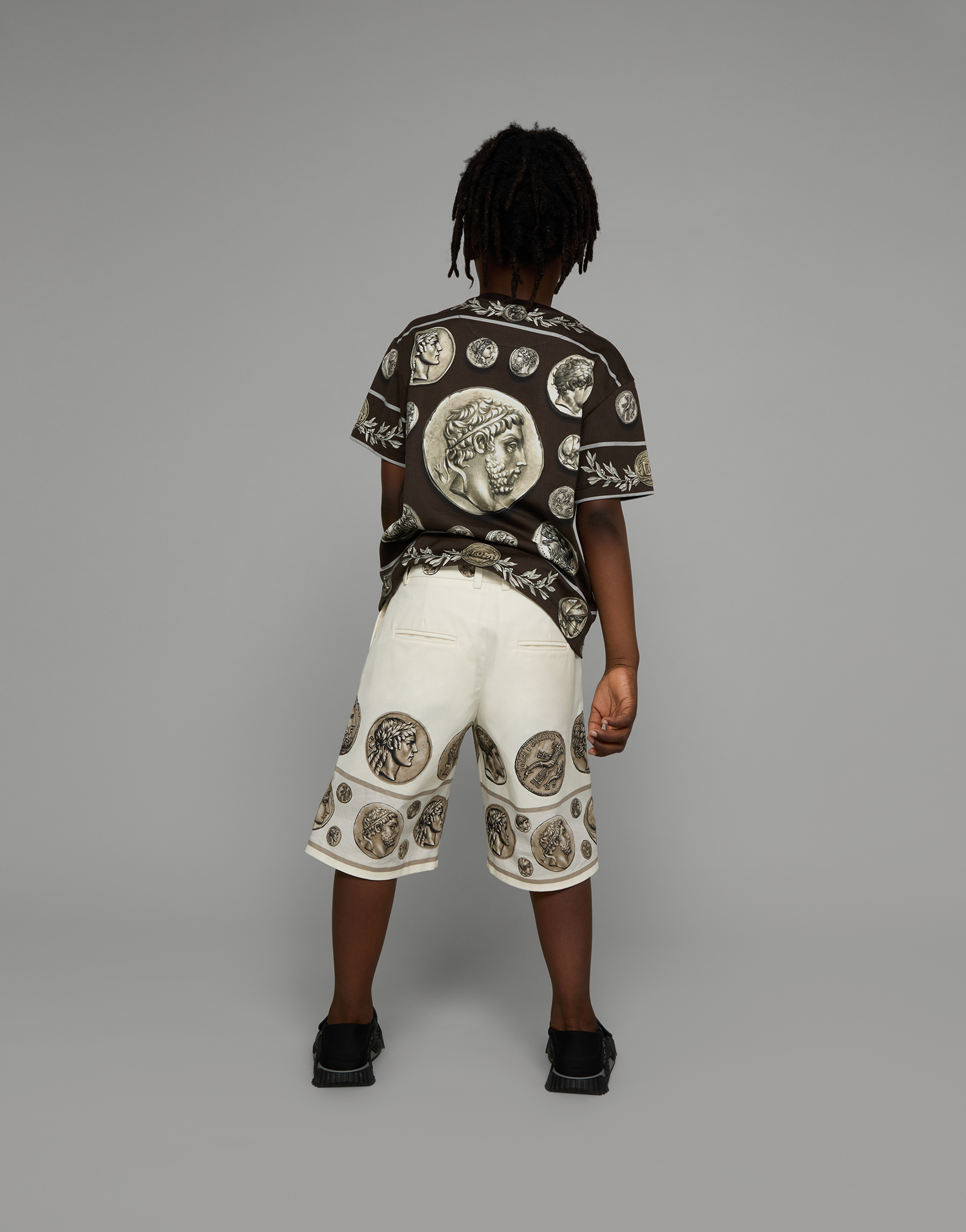 DOLCE & GABBANA COIN-PRINT DRILL SHORTS