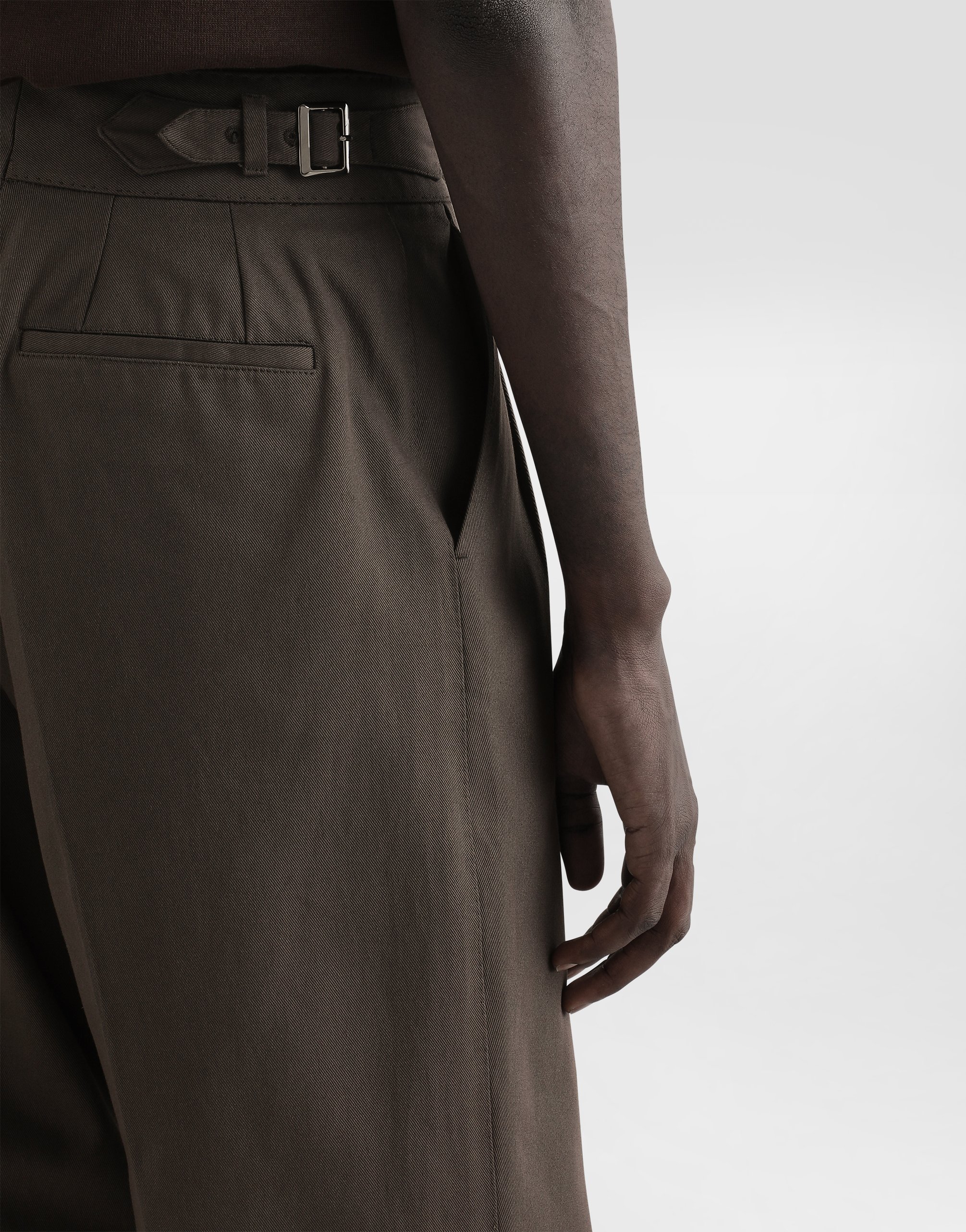 Dolce & Gabbana Cotton Twill Pants In Brown