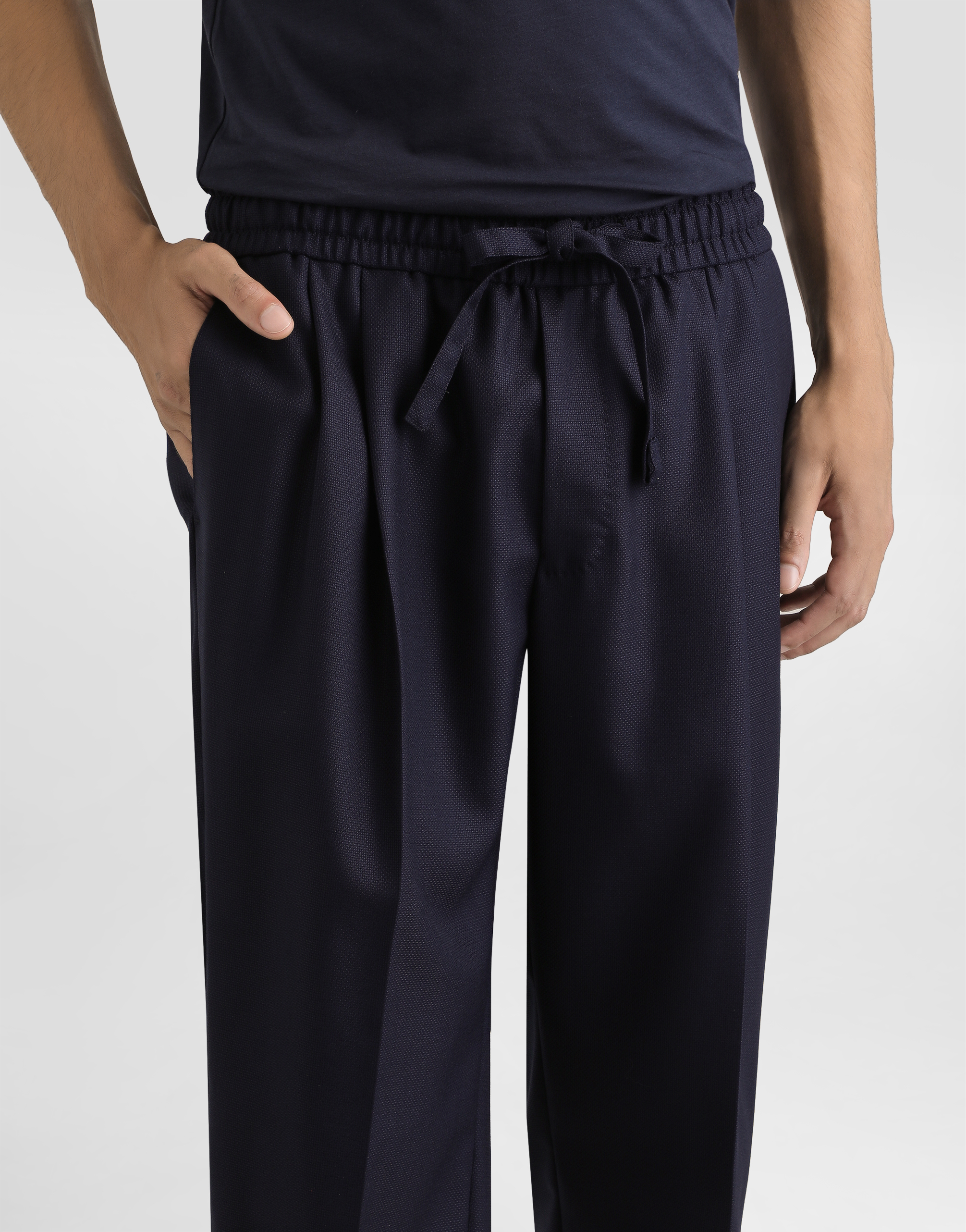 Garment-dyed wool joggers