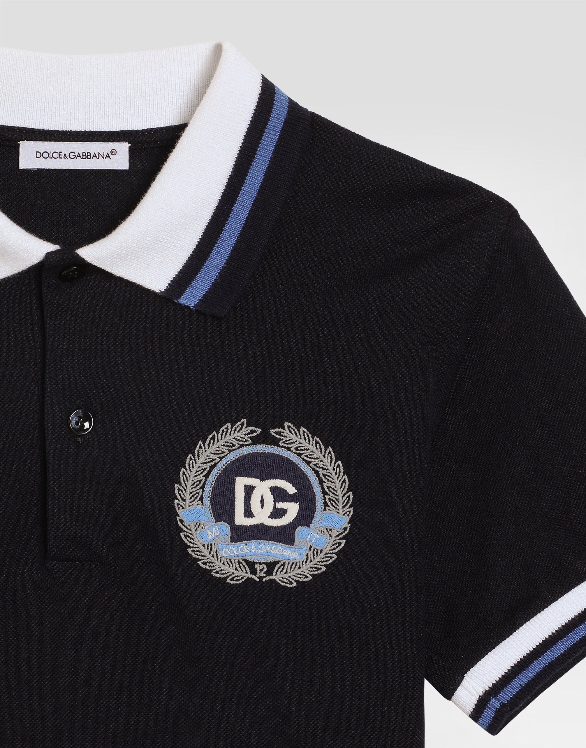 Piqué polo shirt with Dolce&Gabbana embroidery
